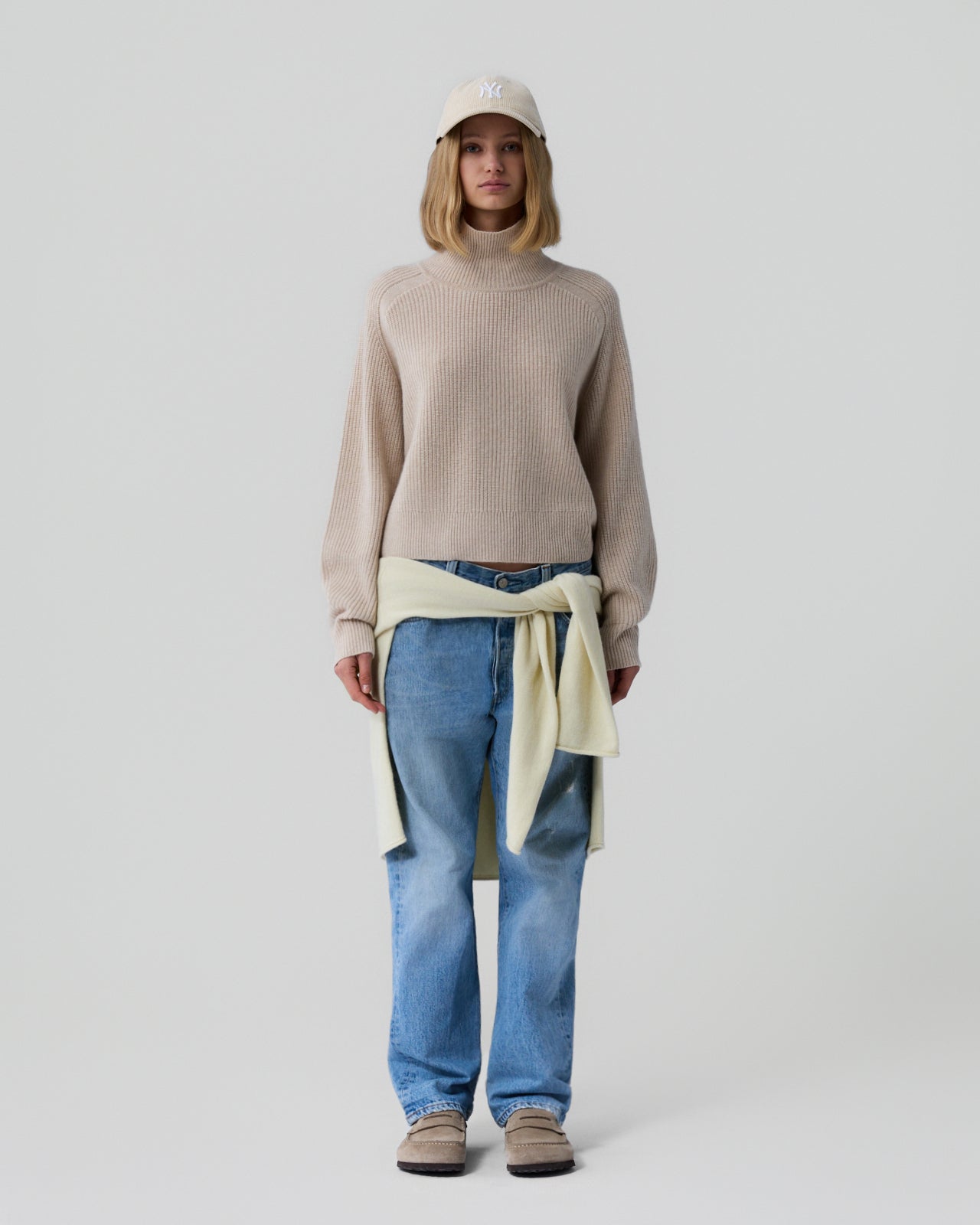 Cropped Rib Turtleneck - Sandstone