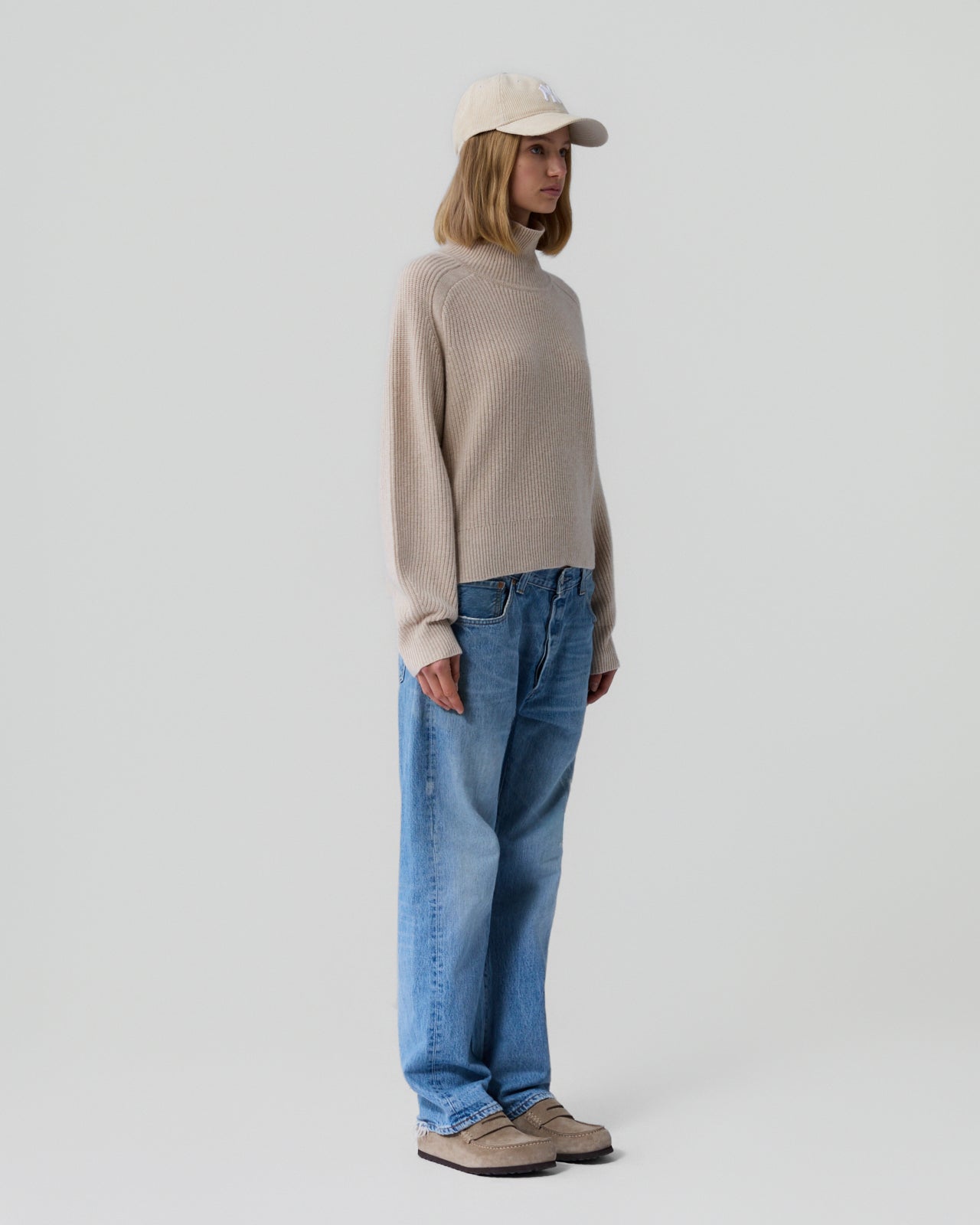 Cropped Rib Turtleneck - Sandstone