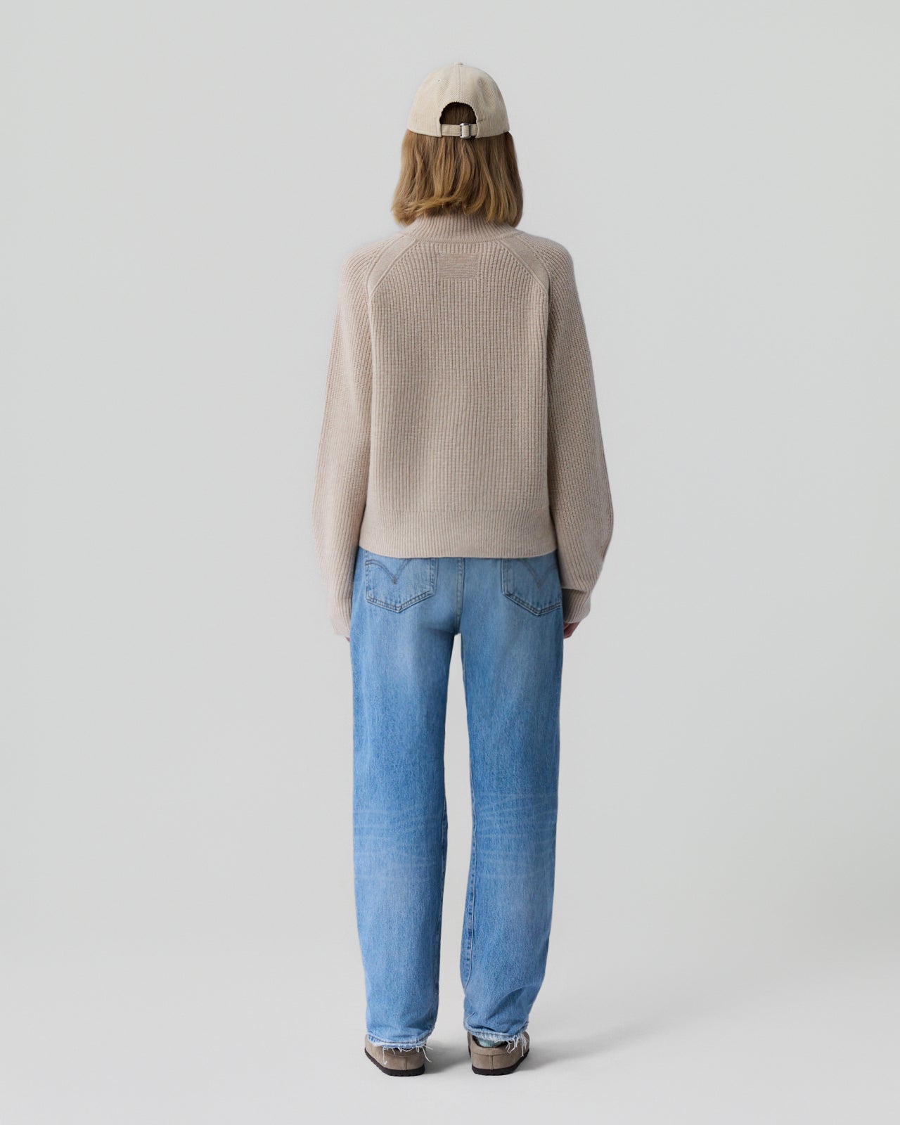 Cropped Rib Turtleneck - Sandstone