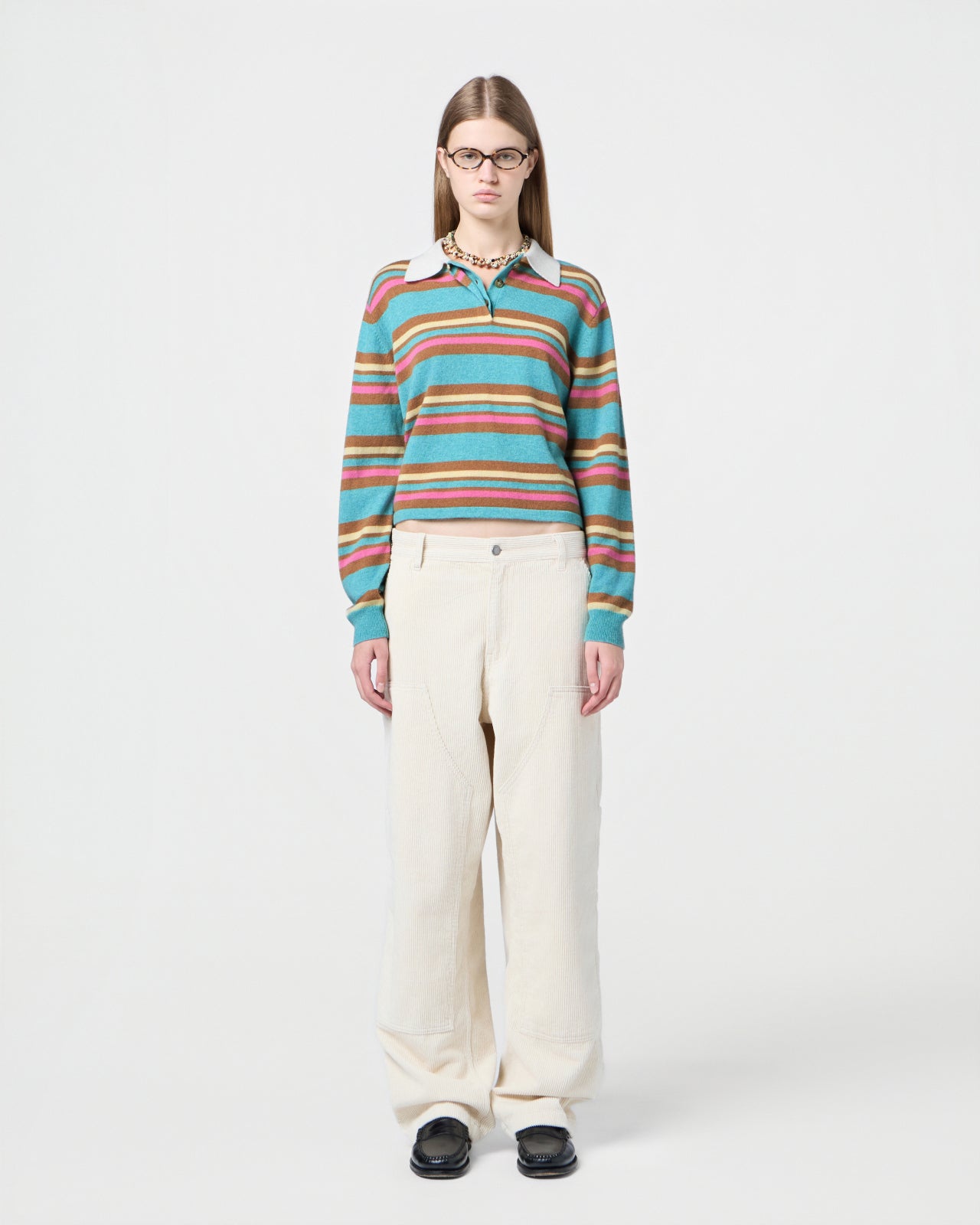Cropped Stripe Rugby - Glacier Combo