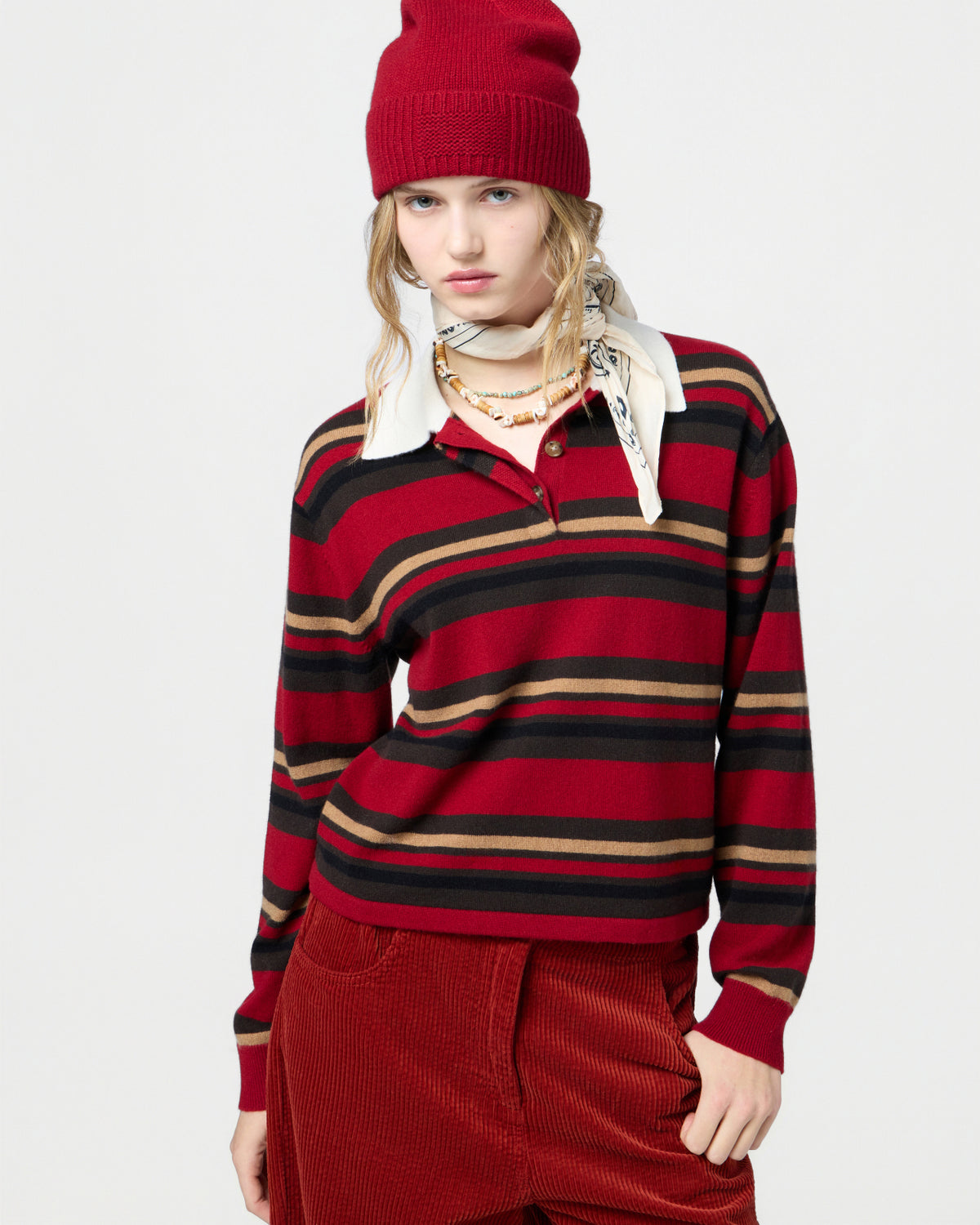 Cropped Stripe Rugby - Ruby Combo
