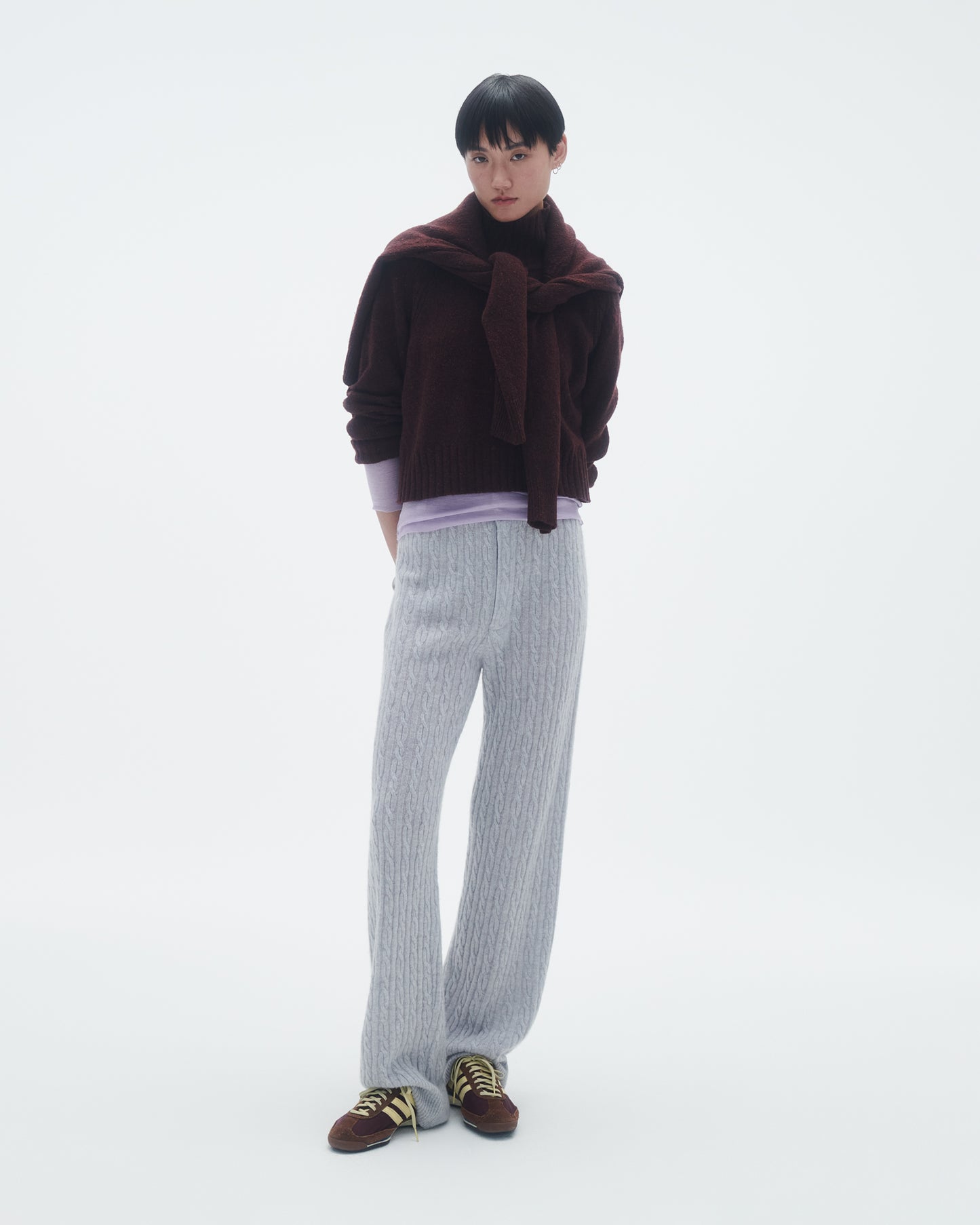 Cropped Turtleneck In Recycled Cashmere - Plum