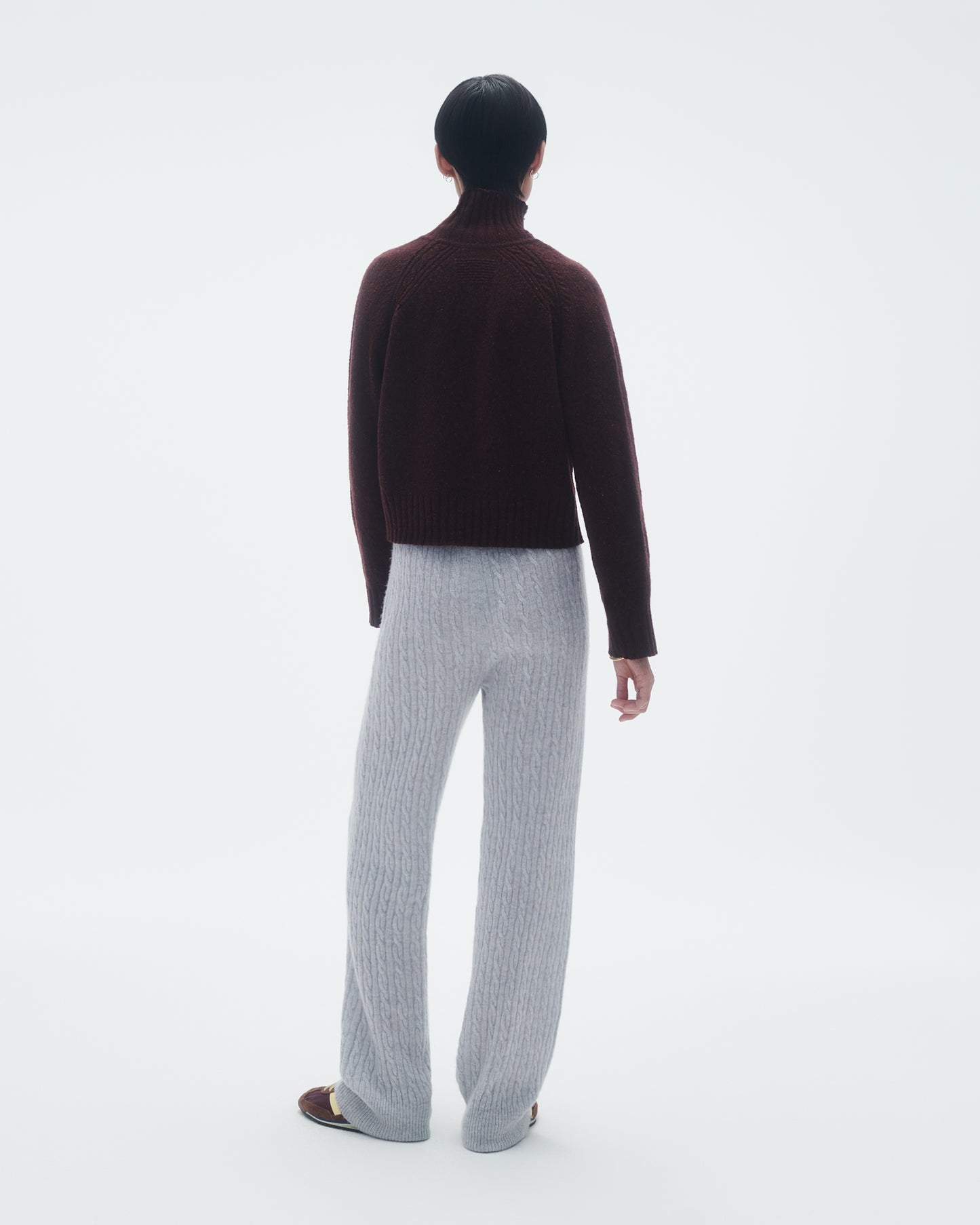 Cropped Turtleneck In Recycled Cashmere - Plum