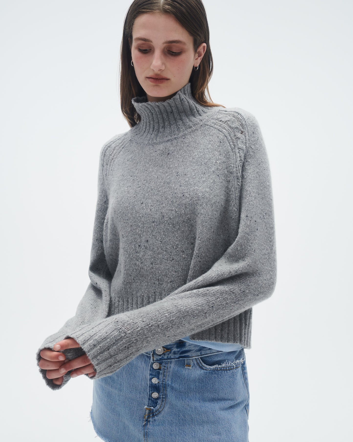 Cropped Turtleneck - Stone