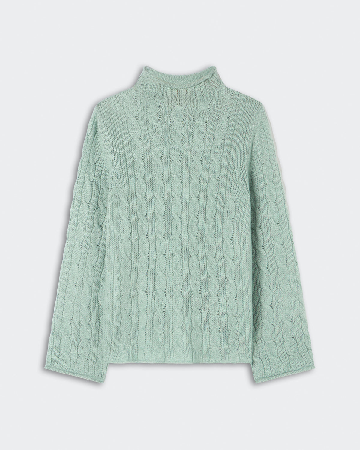 Cable Mock Neck Top - Sage Brush