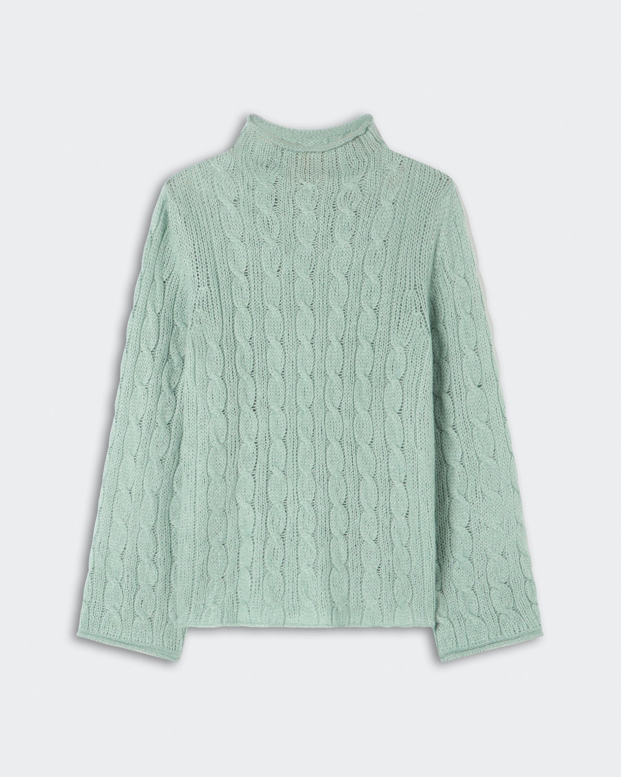 Cable Mock Neck Top - Sage Brush