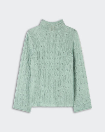 Cable Mock Neck Top - Sage Brush – Guest In Residence