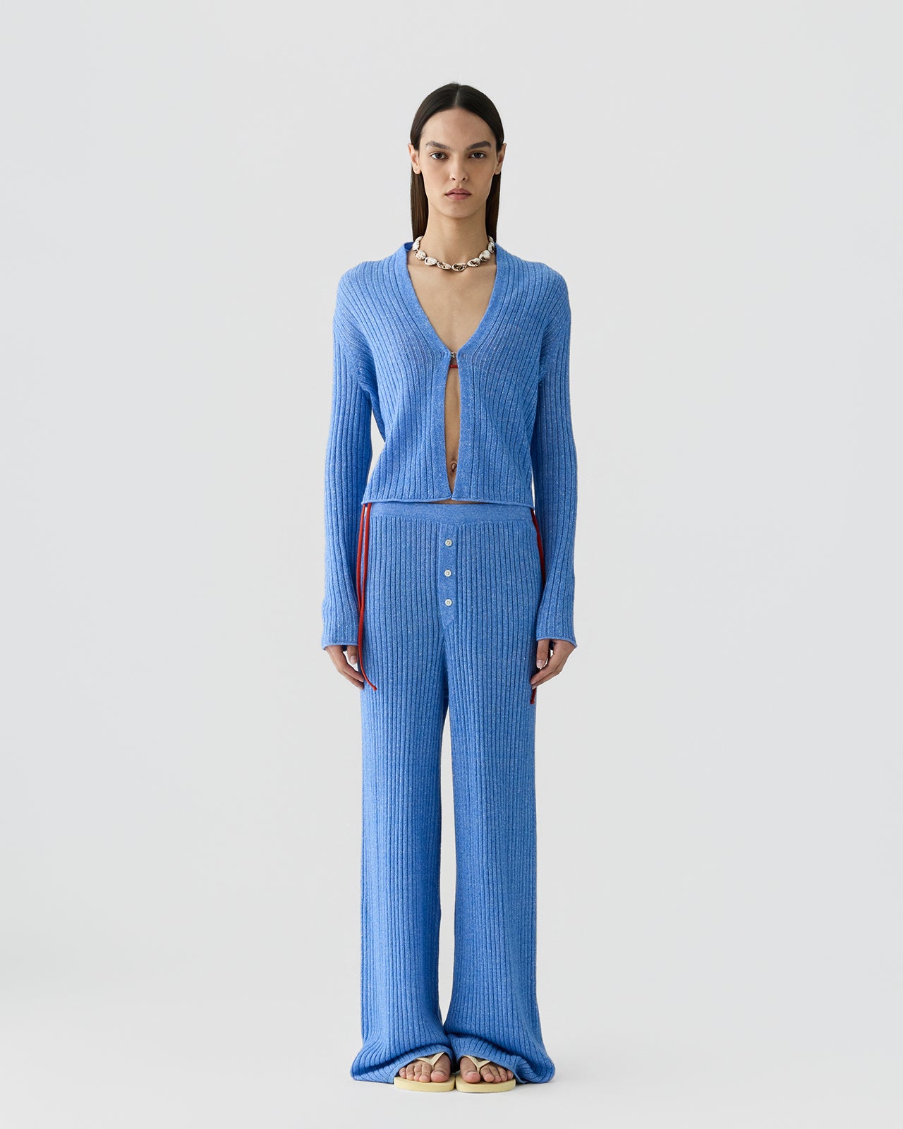 Rib Stealth Cardigan - Delft Blue