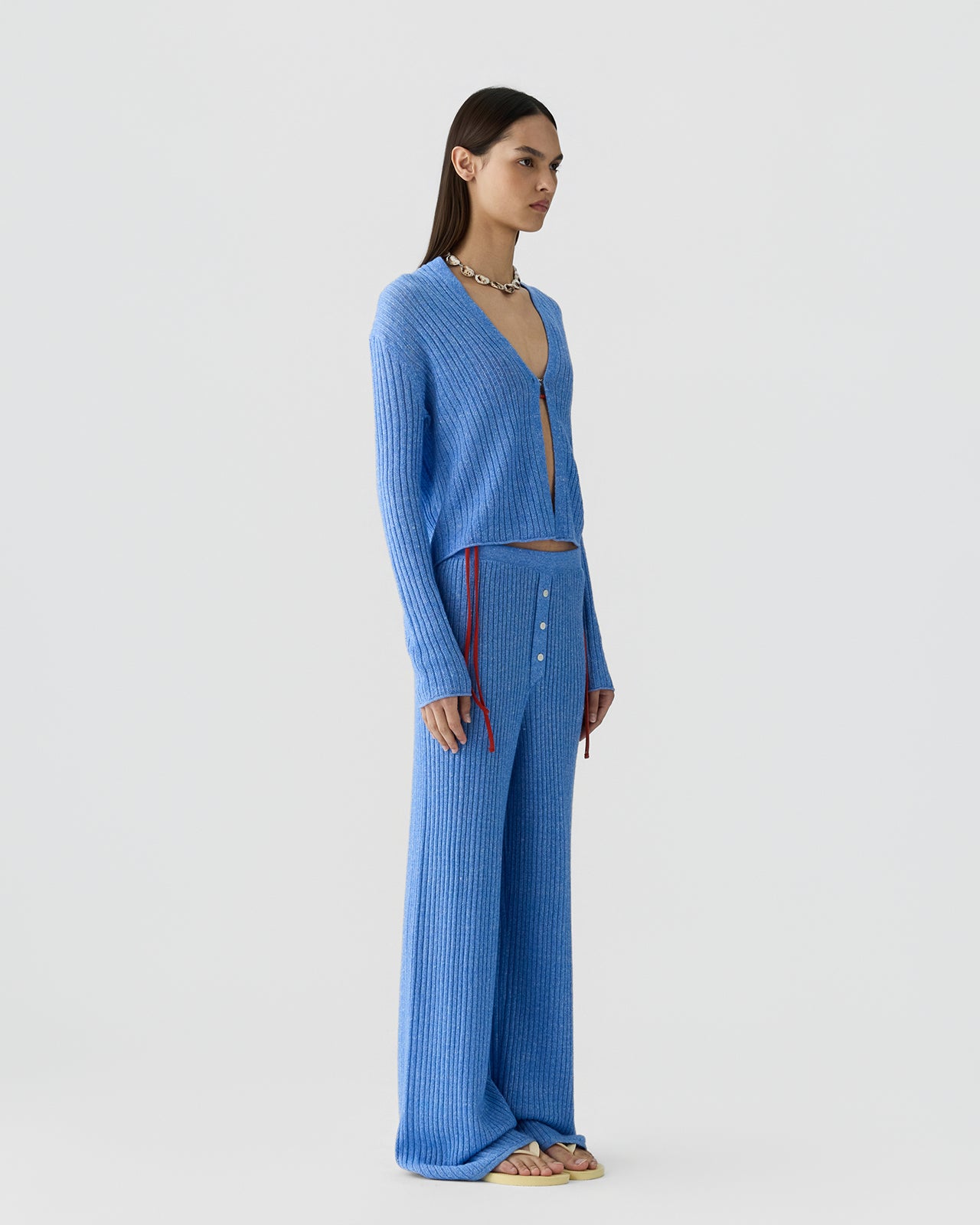 Rib Stealth Cardigan - Delft Blue