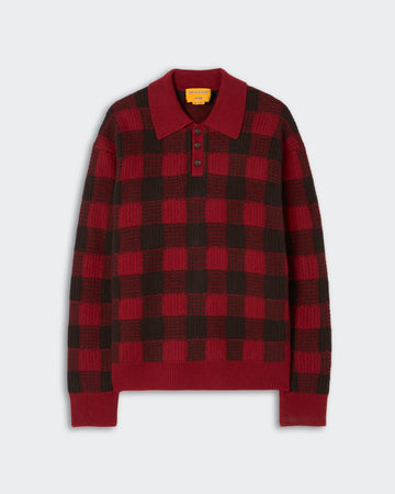 Checker Allday Polo - Carmine/Burnt Cocoa