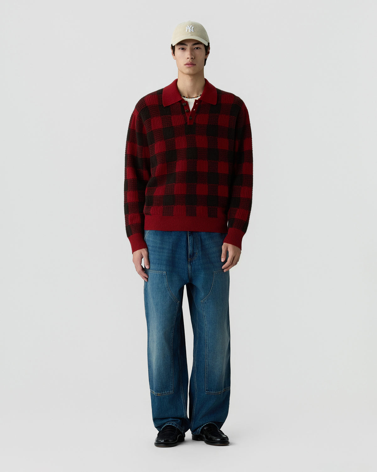 Checker Allday Polo - Carmine/Burnt Cocoa