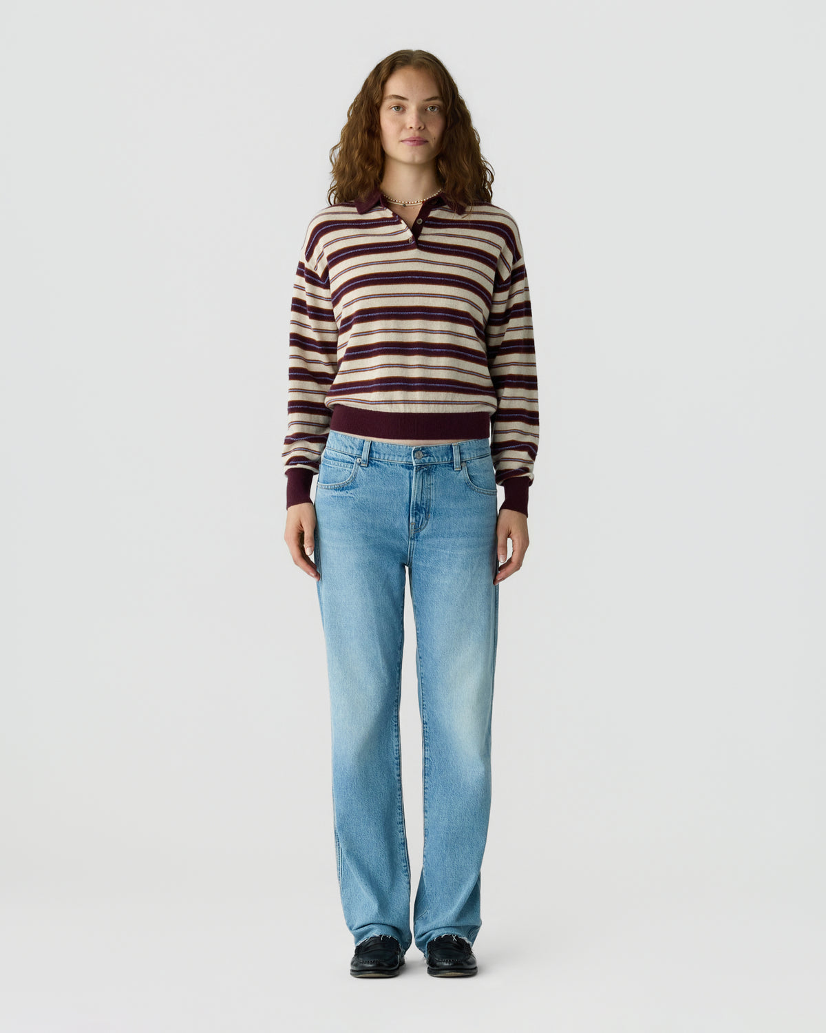 Collegiate Stripe Polo - Fig Combo