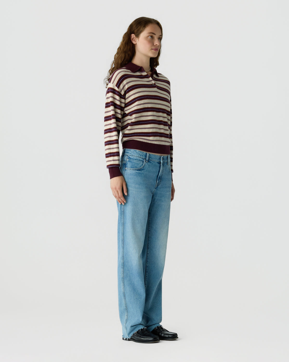 Collegiate Stripe Polo - Fig Combo