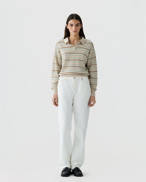 Collegiate Stripe Polo - Sandstone Combo