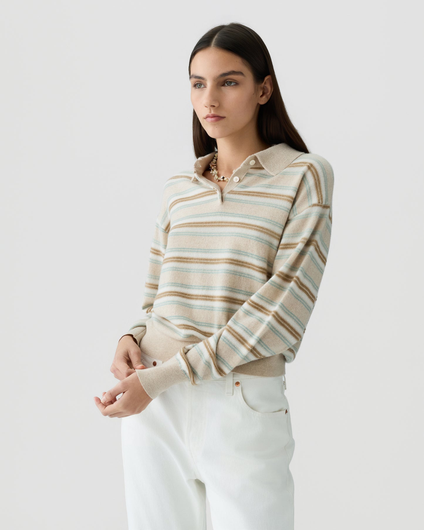 Collegiate Stripe Polo - Sandstone Combo