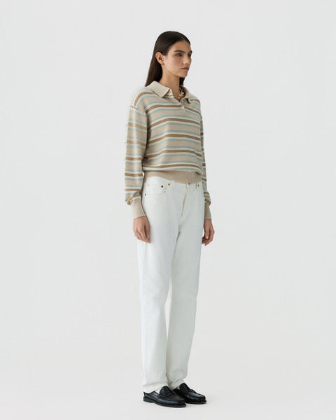 Collegiate Stripe Polo - Sandstone Combo