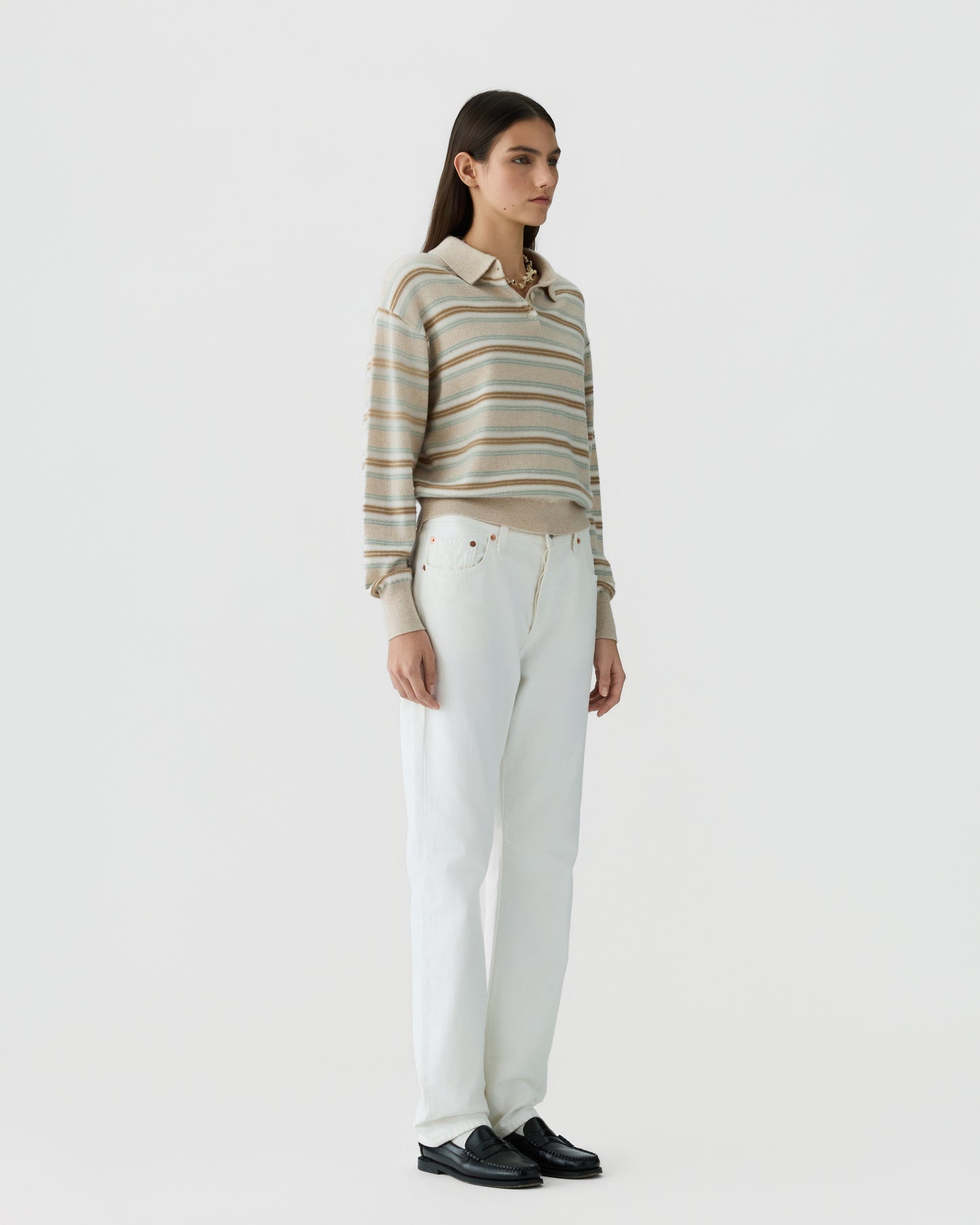 Collegiate Stripe Polo - Sandstone Combo
