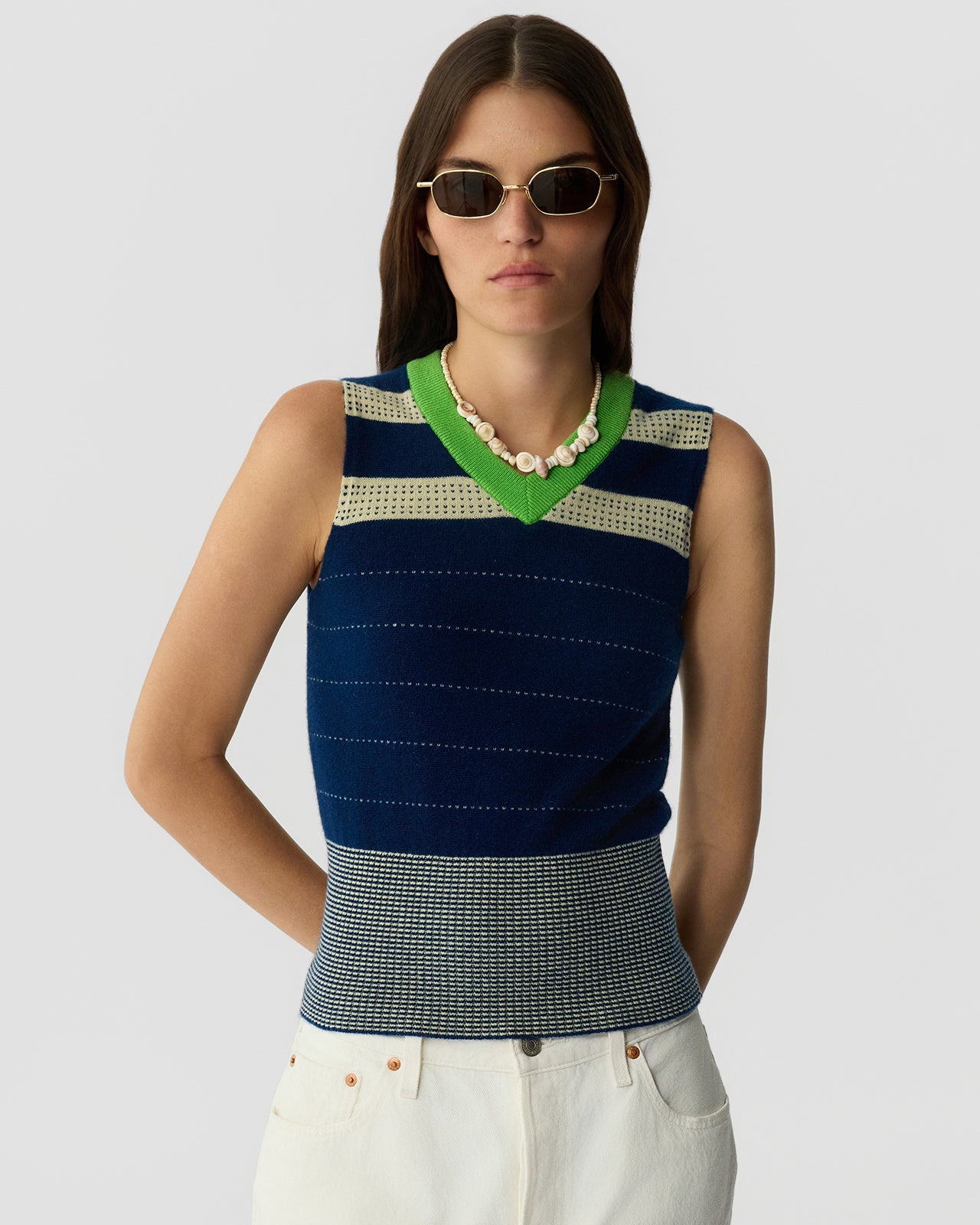 Collegiate Stripe Vest - Navy Combo – Guest In Residence