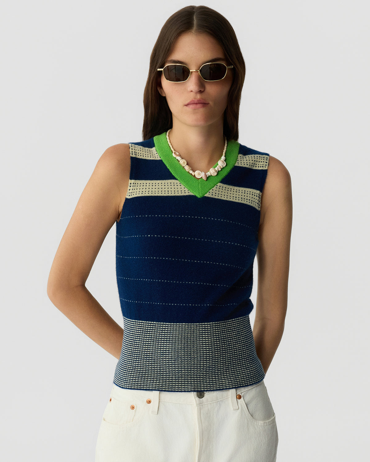 Collegiate Stripe Vest - Navy Combo
