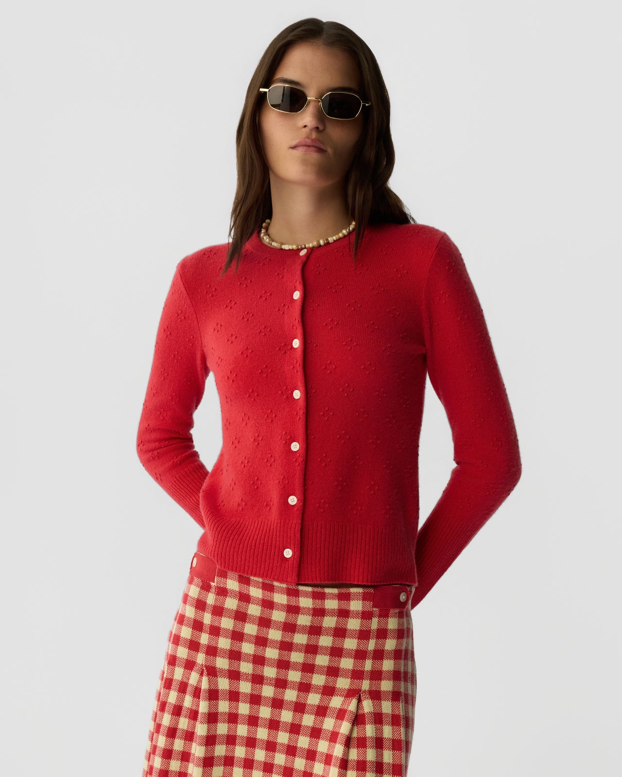 Compass Jane Cardigan - Scarlet