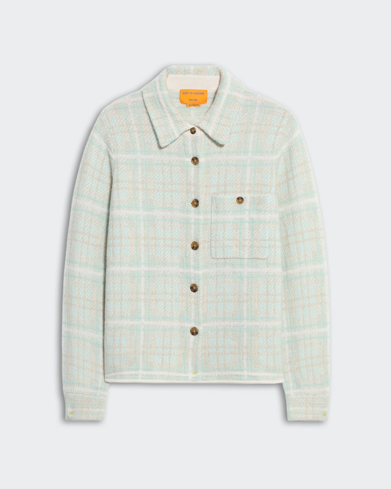 Women's Dylan Plaid Shirt in seaglass combo with button-down front, chest pocket, and relaxed fit design