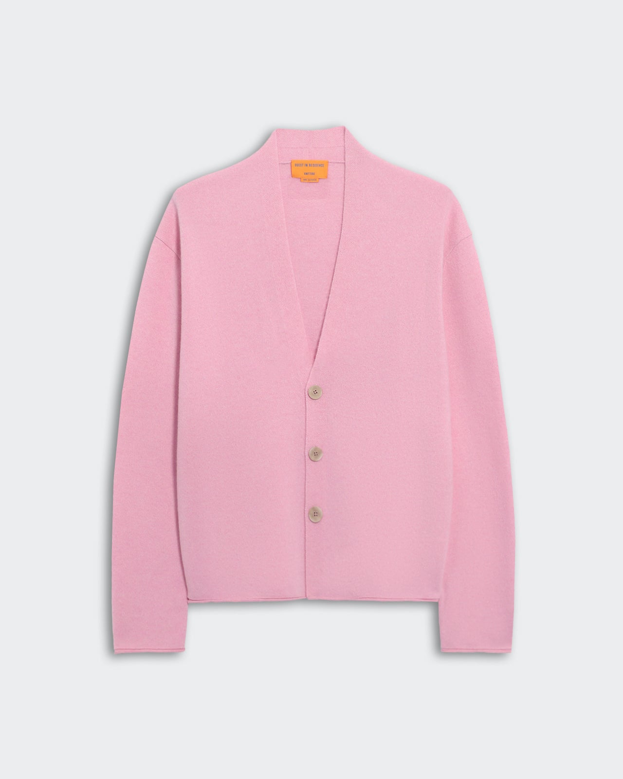 Pink Everywear Cardigan Daybreak with shawl collar, three-button closure, and jersey roll hem and cuffs in men's sizing