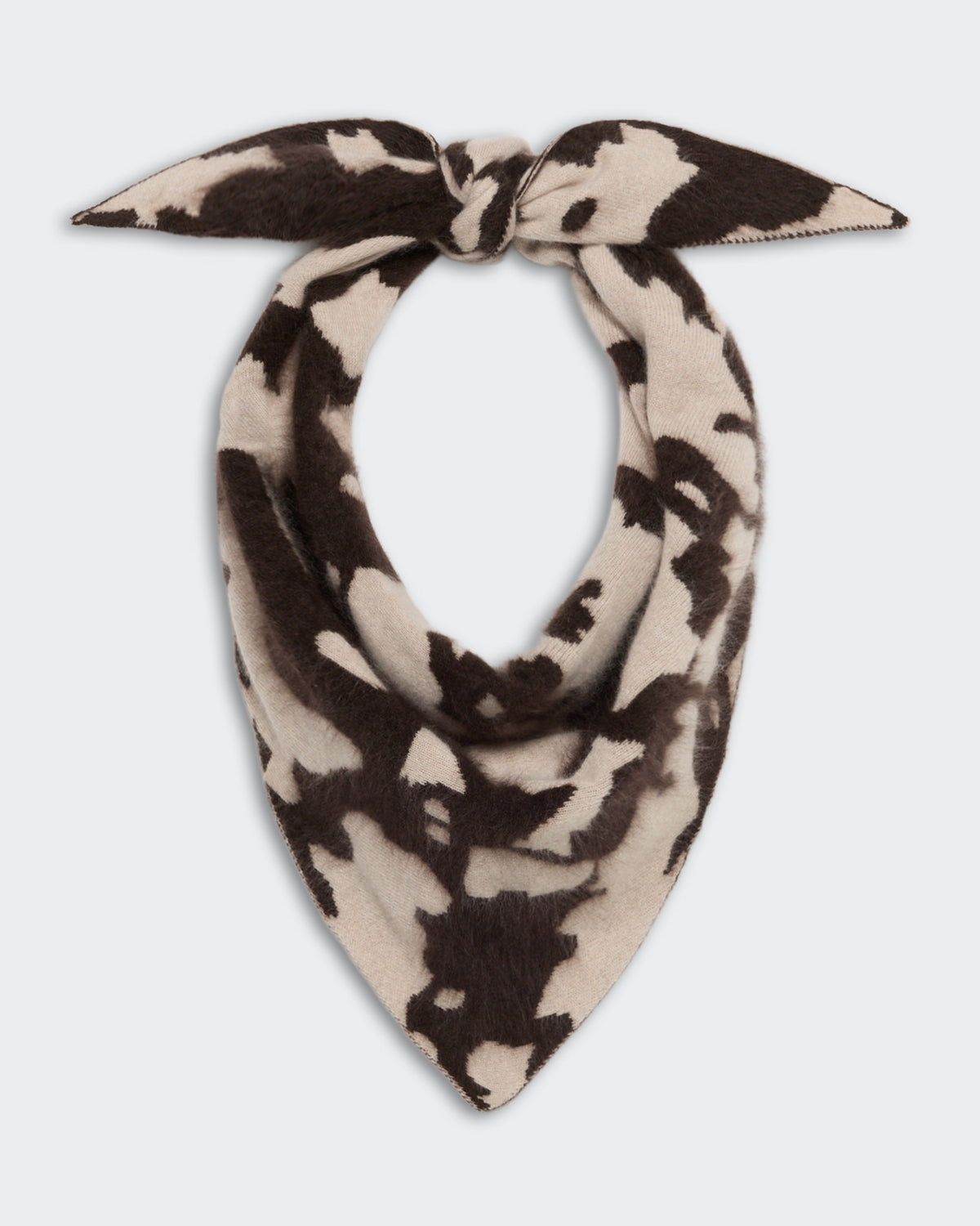 Grizzly Cowhide Wild Rag - Oatmeal/Burnt Cocoa featuring a soft, patterned cowhide design in oatmeal and burnt cocoa tones, ideal for stylish layering and warmth.