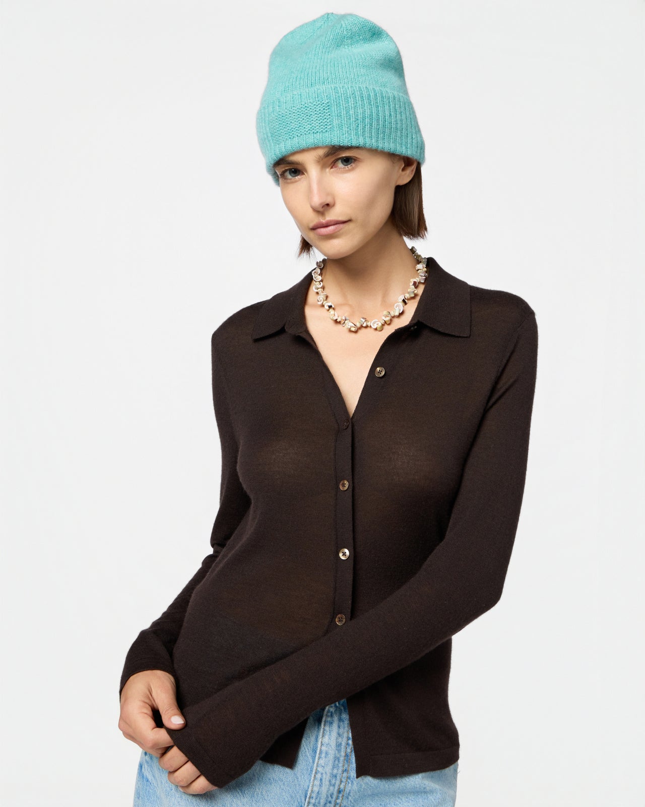 Elle Shirt in Cashmere - Burnt Cocoa