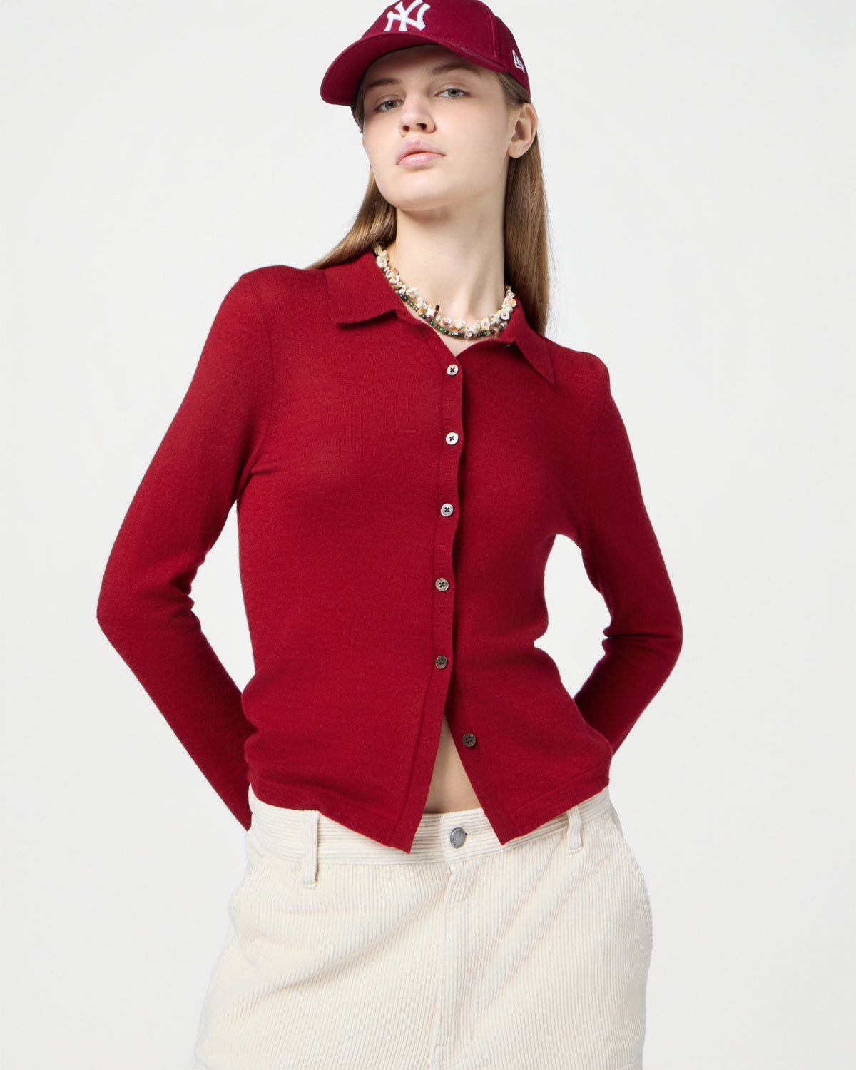 Elle Shirt in Cashmere - Ruby