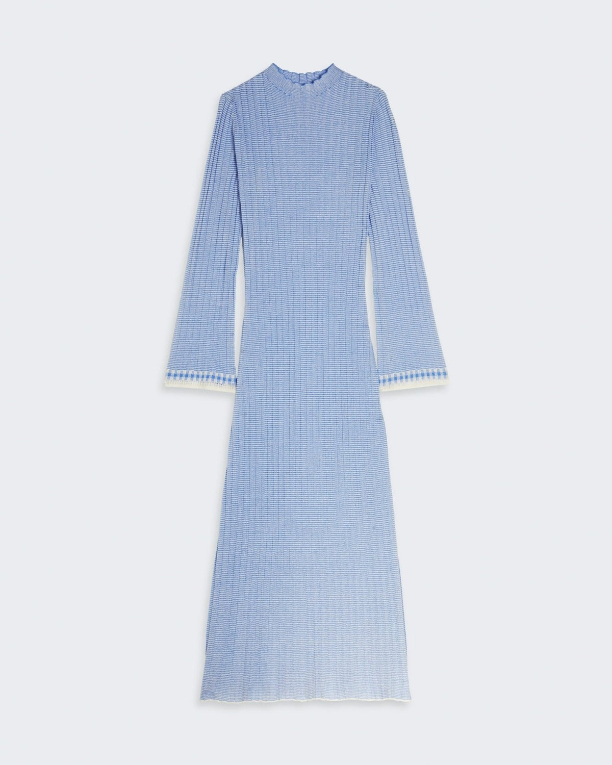 Fine Stripe Mockneck Dress - Cream/French Blue