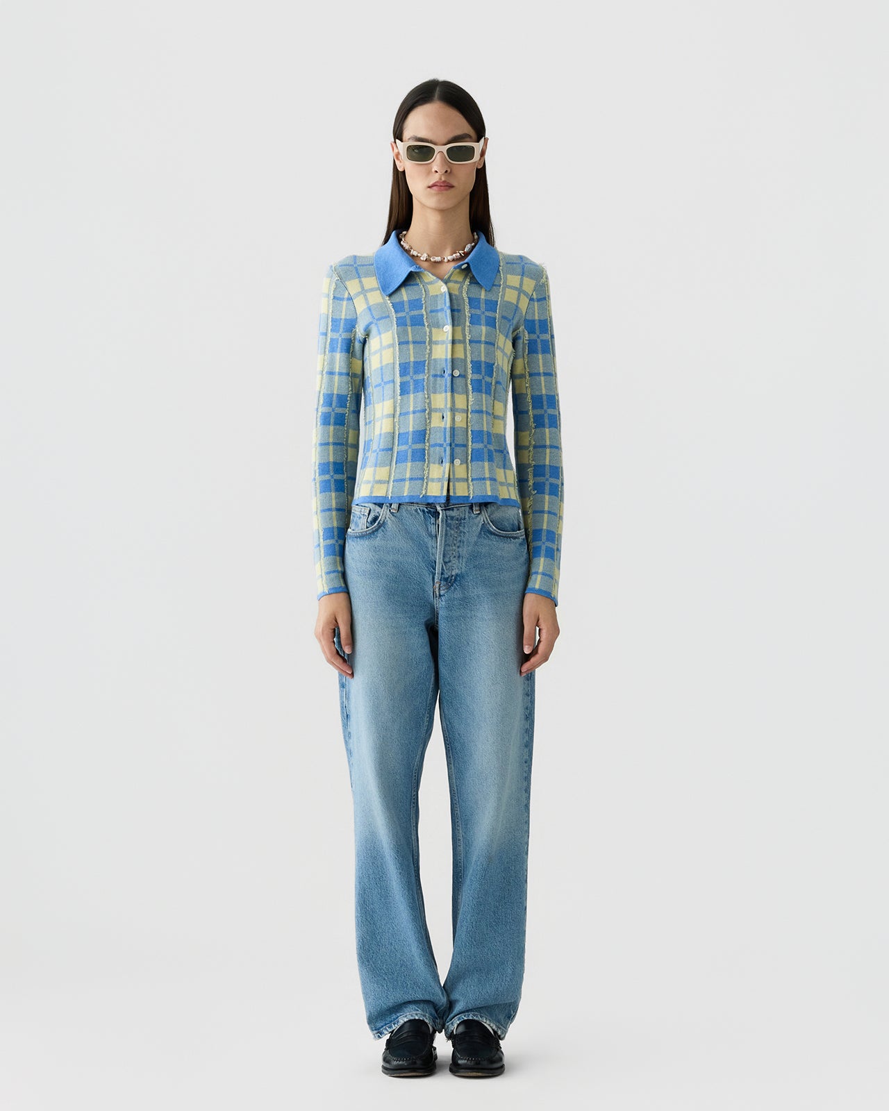 Plaid Elle Shirt - Delft Blue/Butter