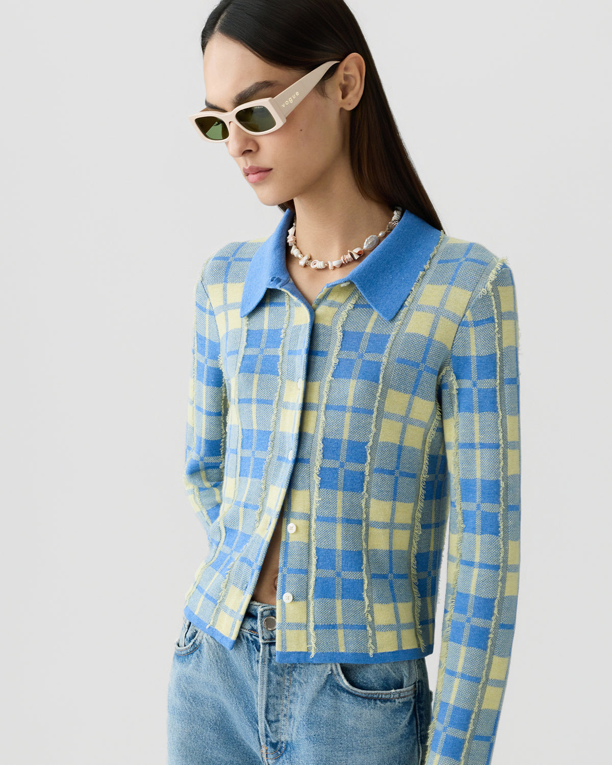 Plaid Elle Shirt - Delft Blue/Butter