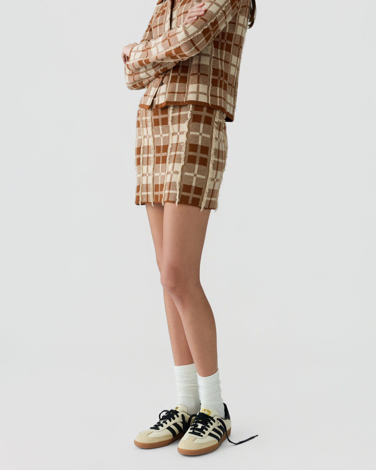Plaid Mini Skirt - Burnt Sienna/Sandstone