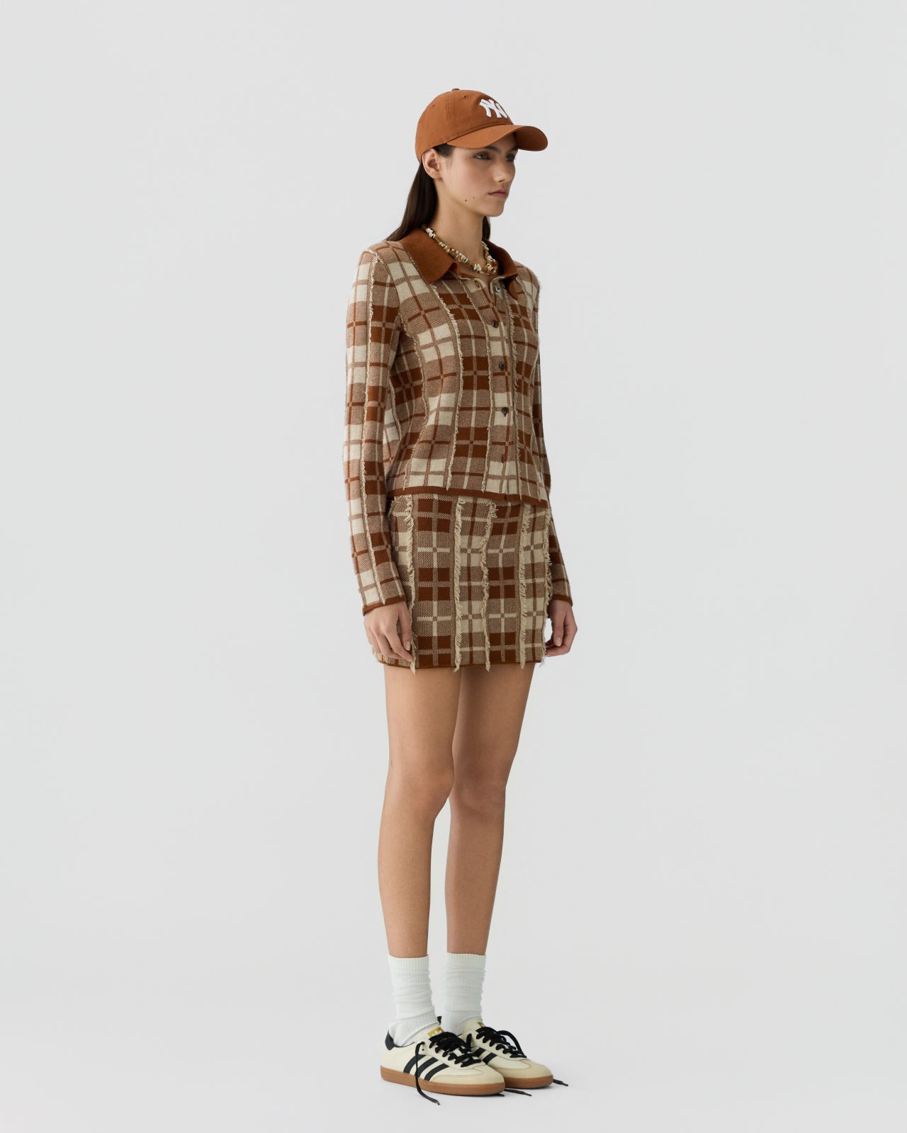 Plaid Mini Skirt - Burnt Sienna/Sandstone