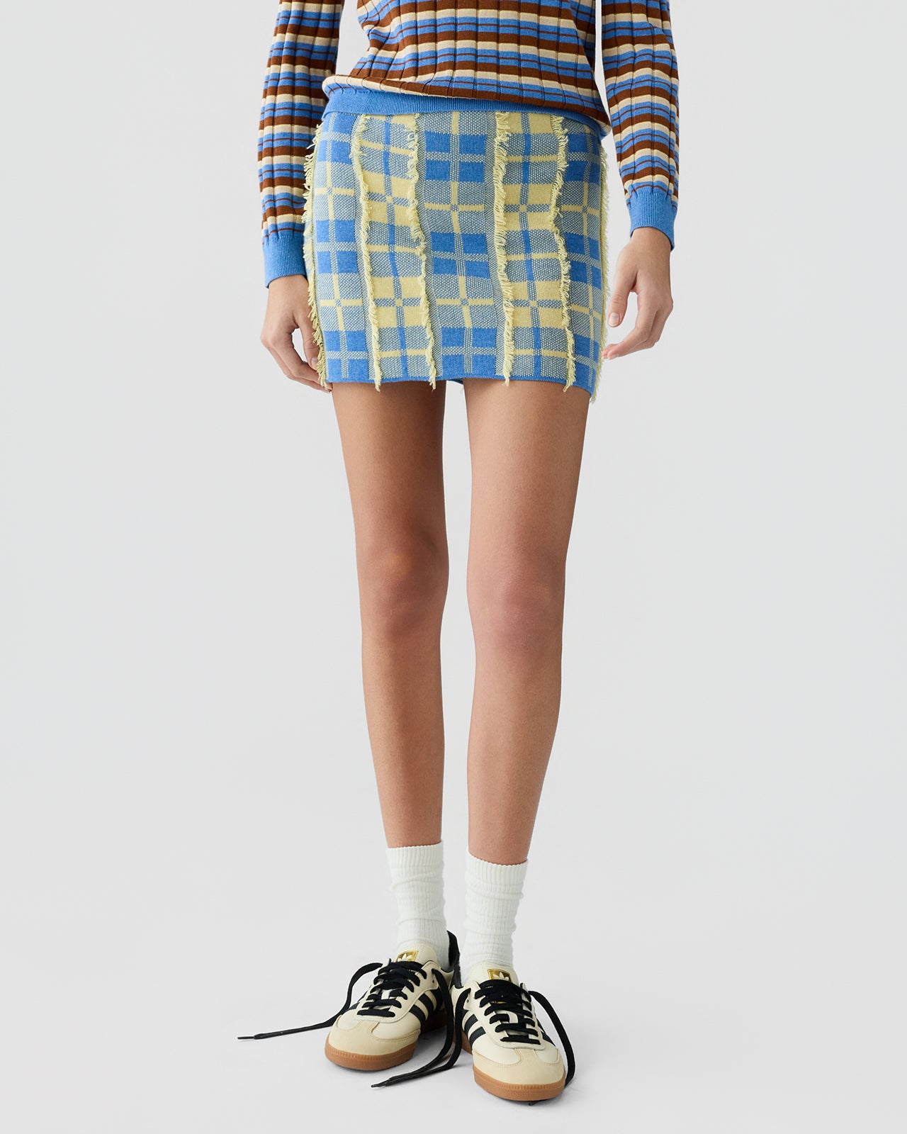 Plaid Mini Skirt - Delft Blue/Butter