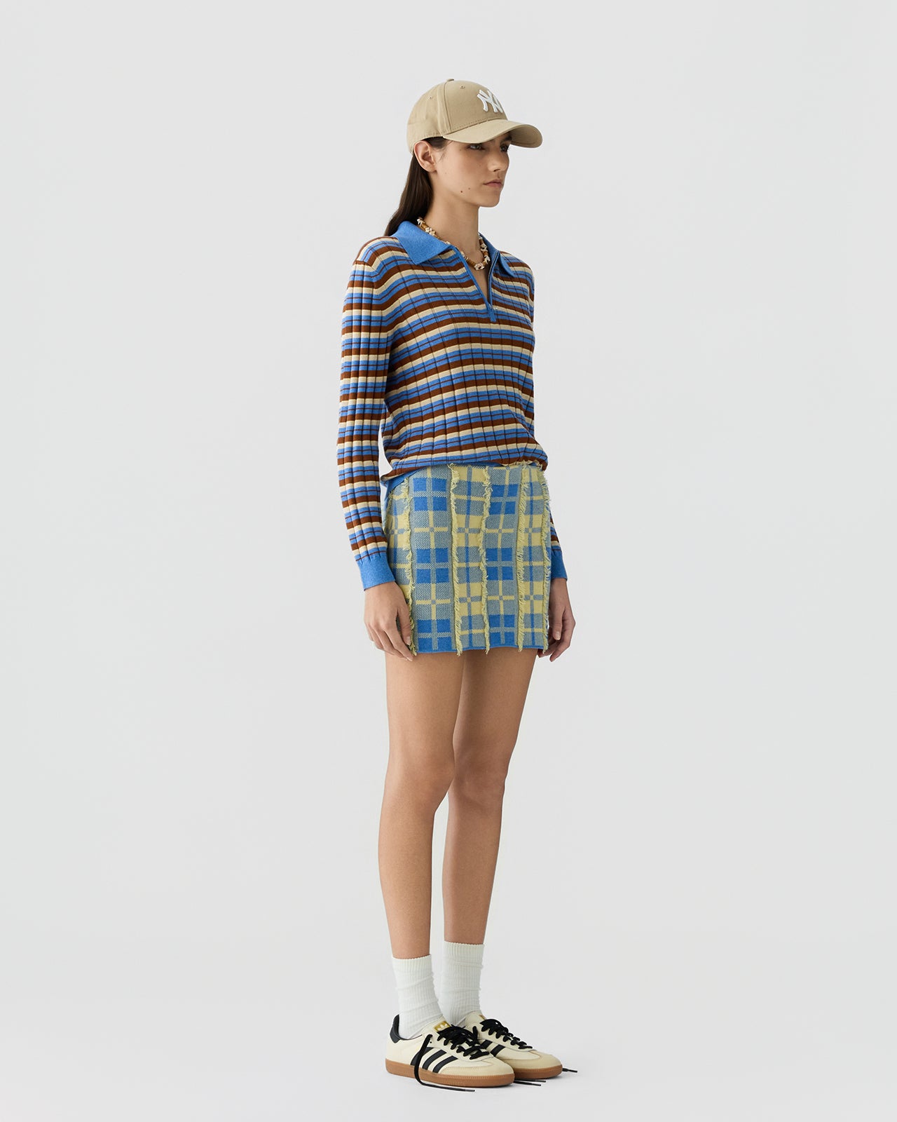 Plaid Mini Skirt - Delft Blue/Butter