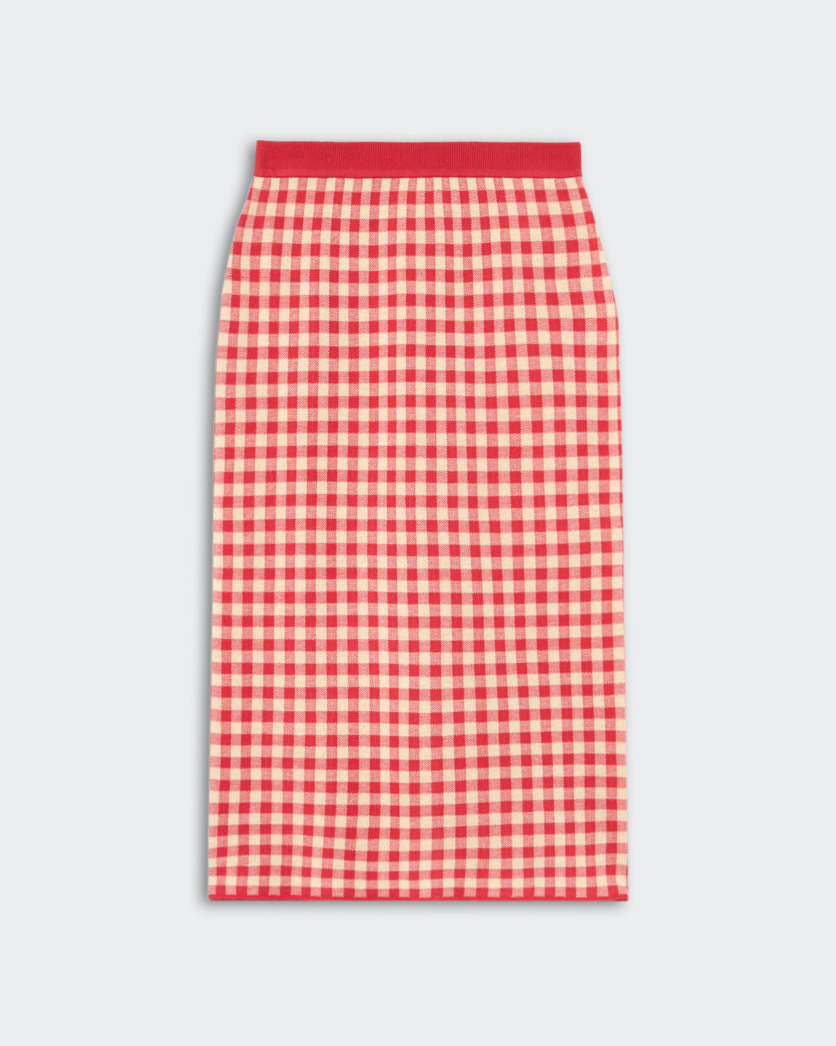 Gingham Long Skirt - Scarlet/Mist