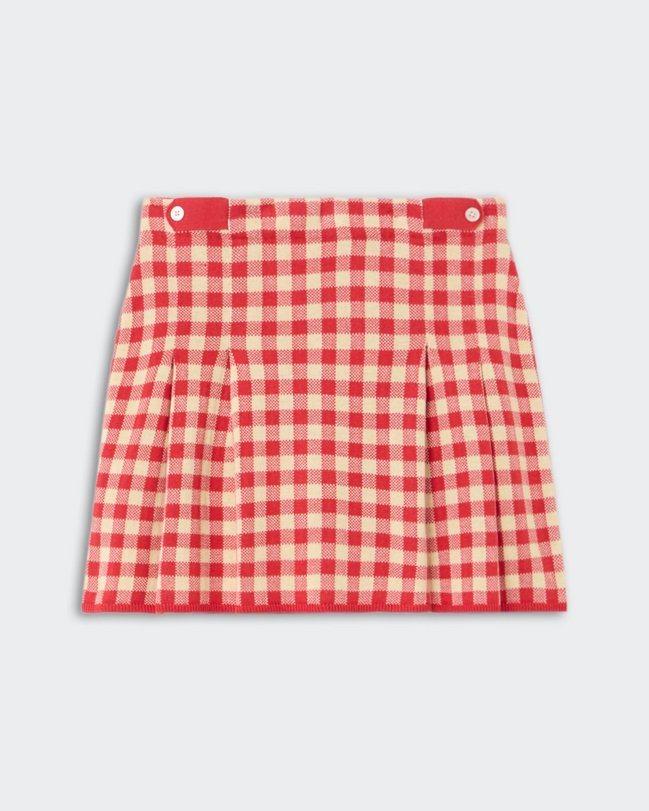 Gingham Pleated Skirt - Scarlet/Mist