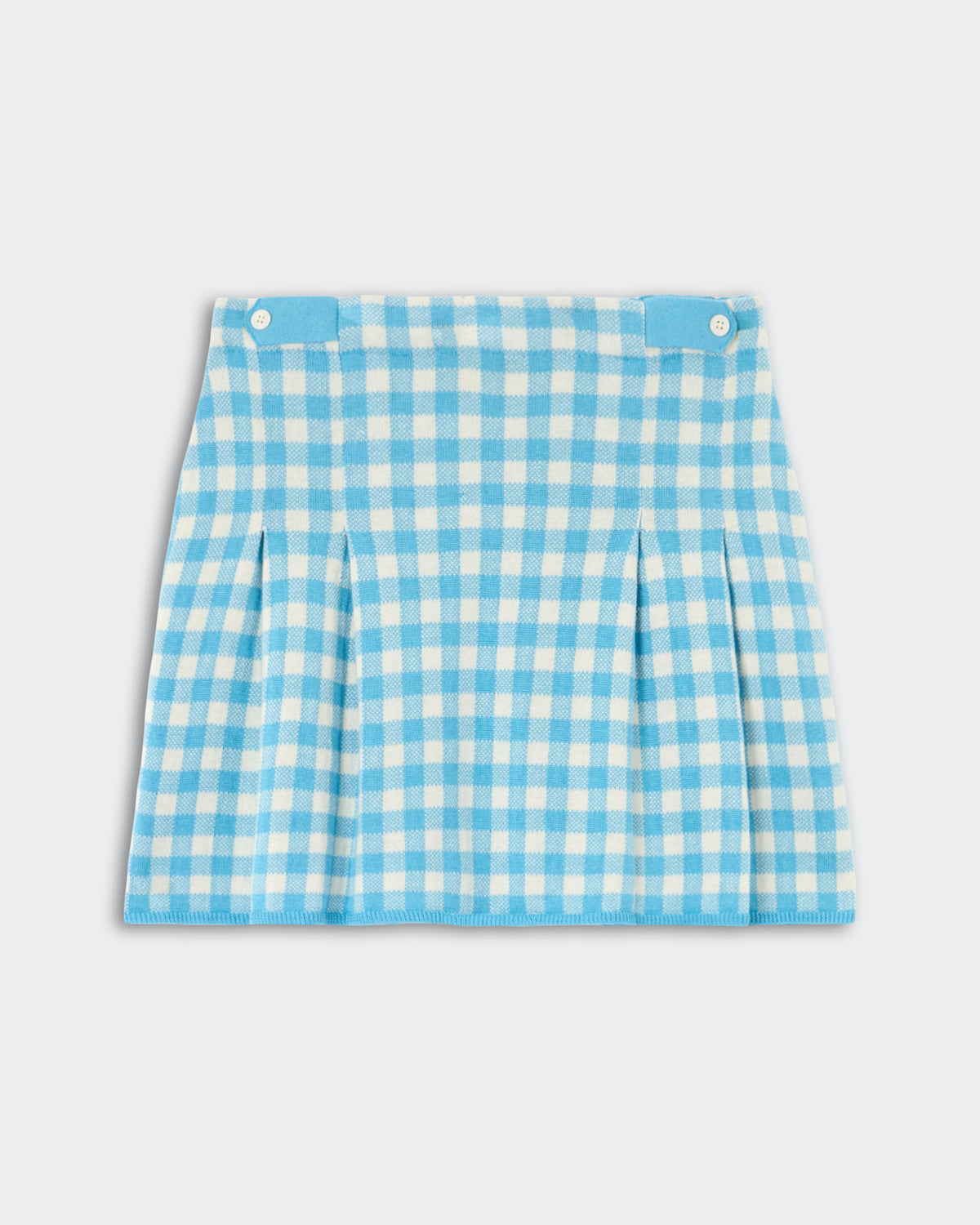 Gingham Pleated Skirt - Swimming Pool/Cream