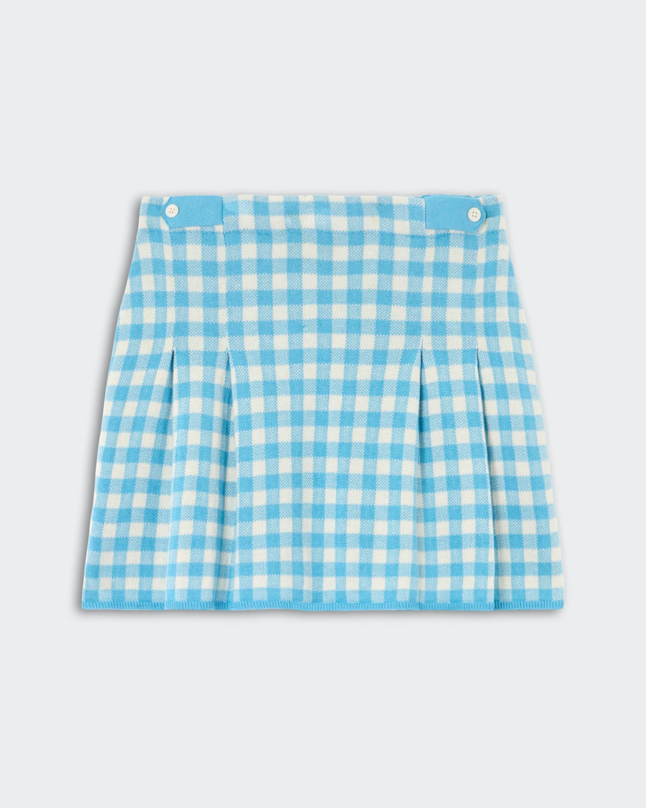 Gingham Pleated Skirt - Swimming Pool/Cream