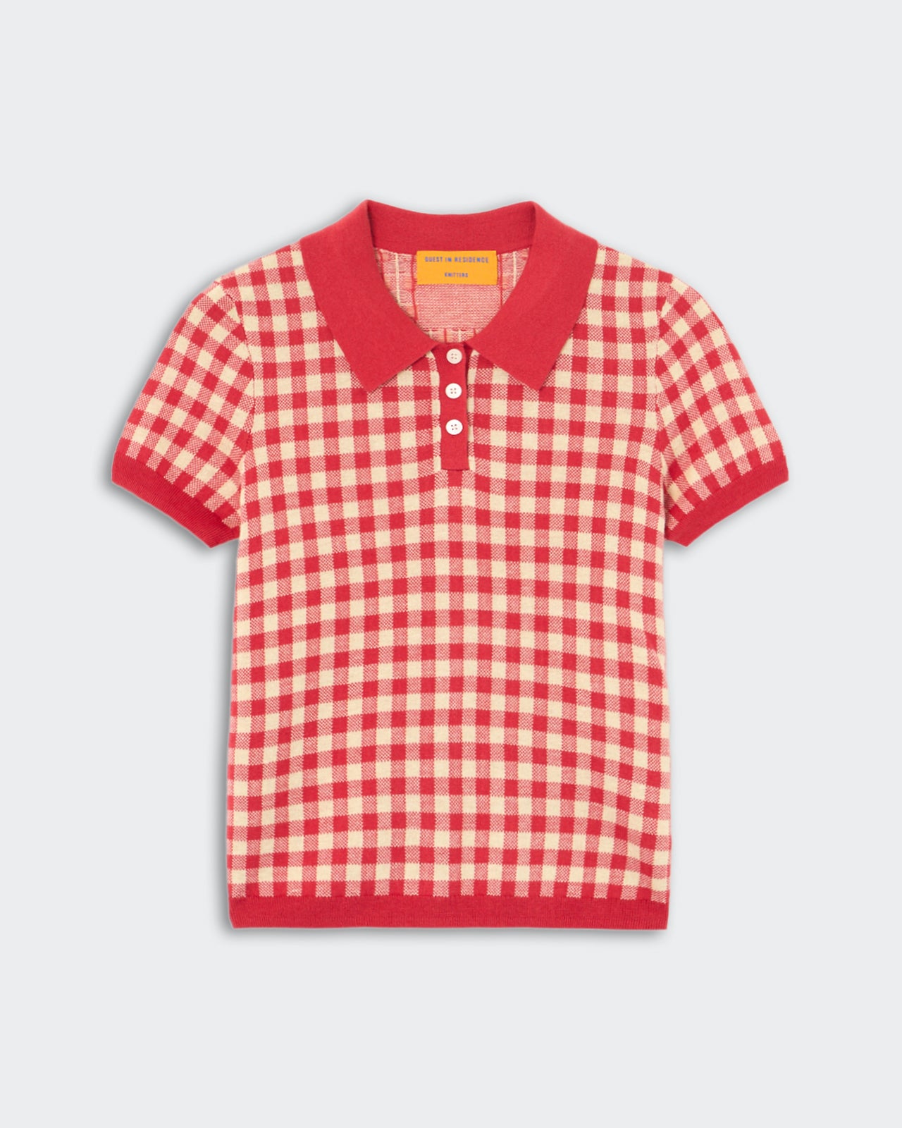 Gingham Shrunken Polo - Scarlet/Mist