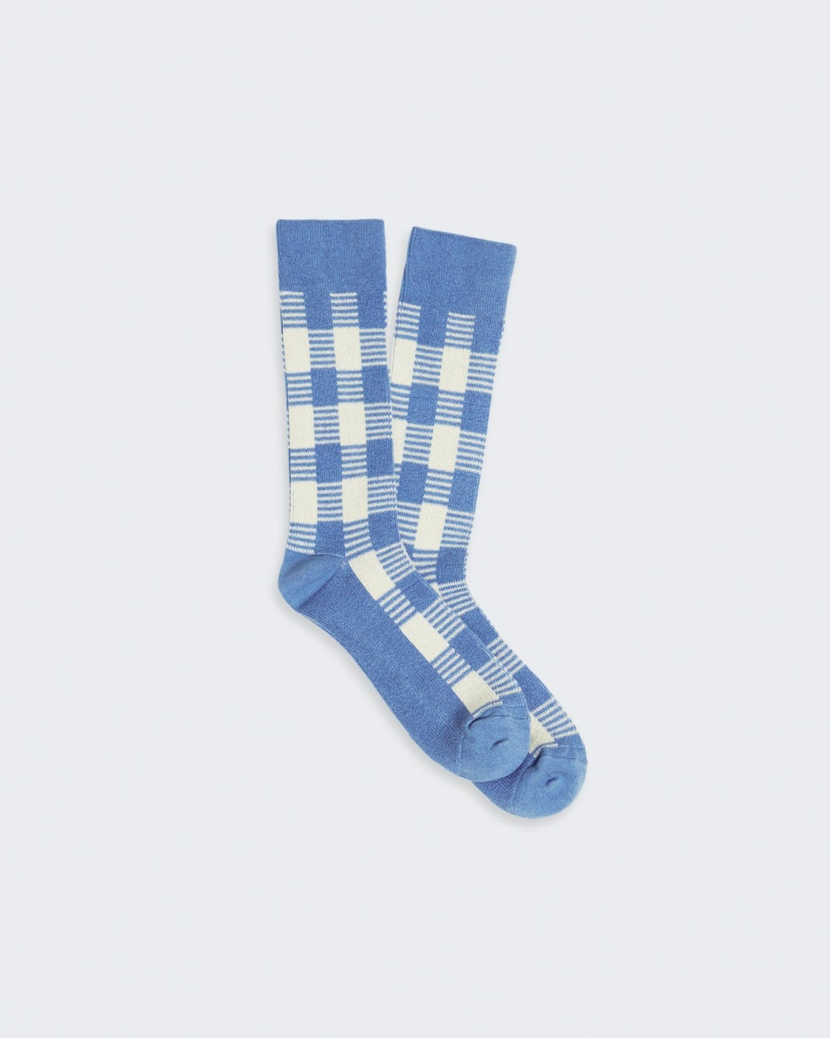 Gingham Socks - French Blue/Cream