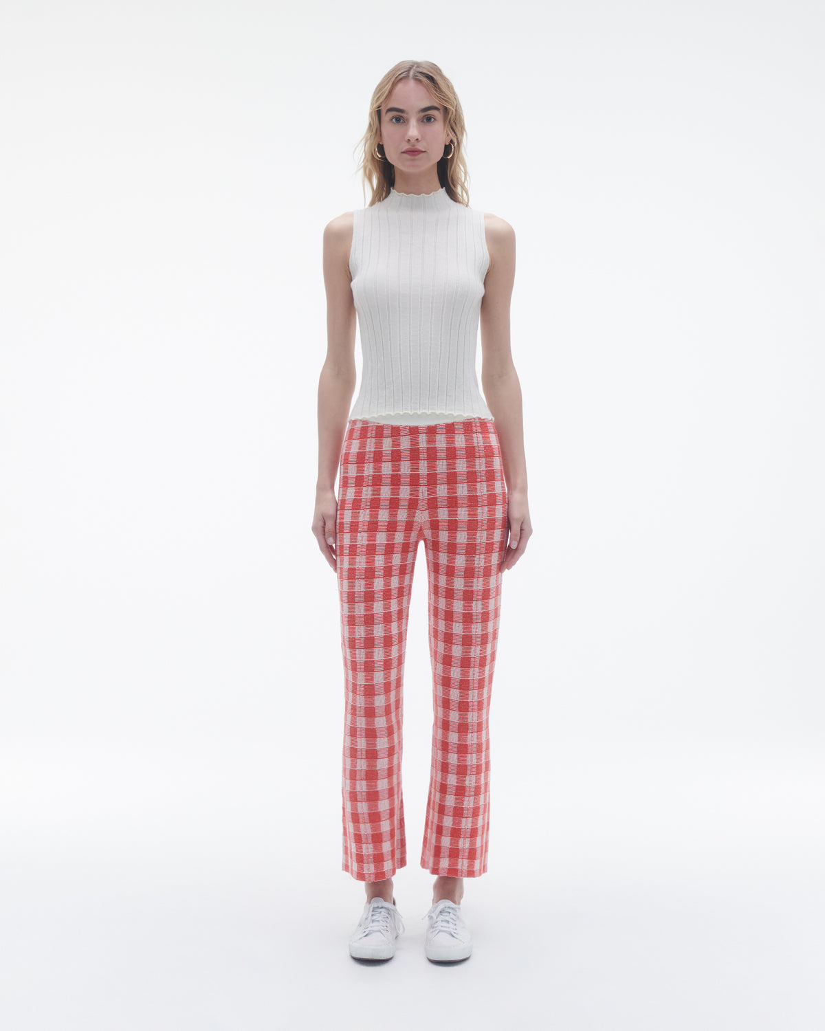 Gingham Flare Pant - Cherry Combo