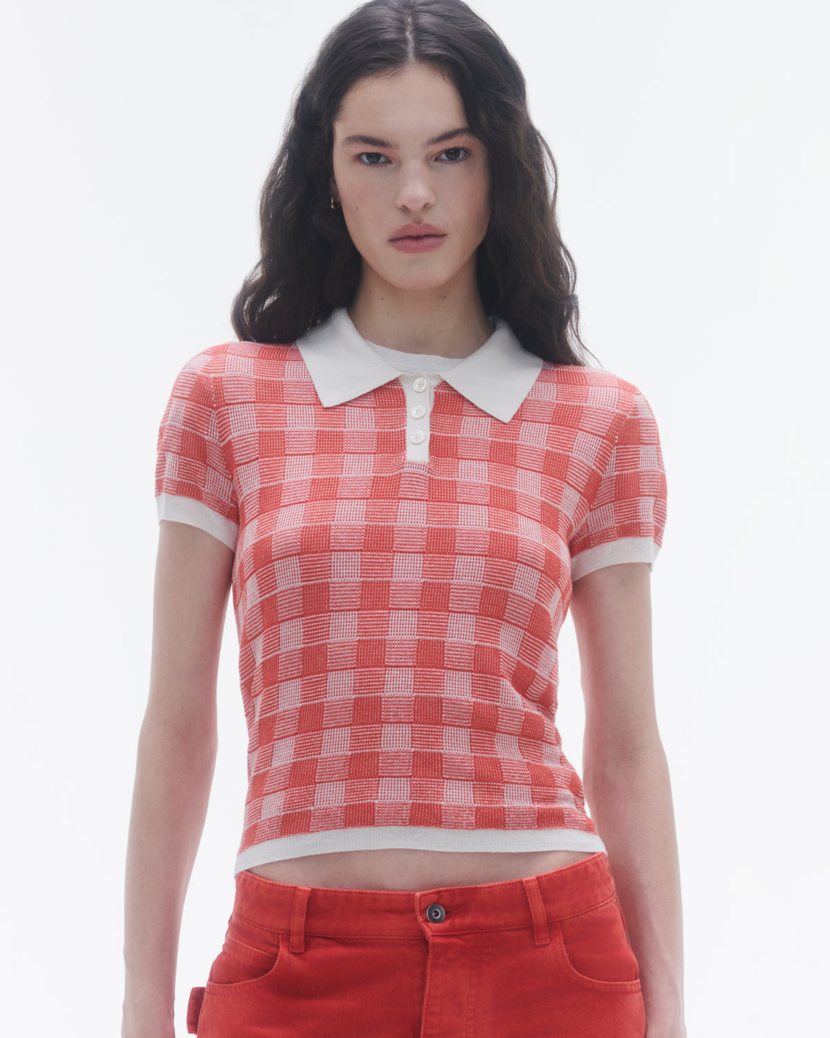 Gingham Shrunken Polo - Cherry Combo