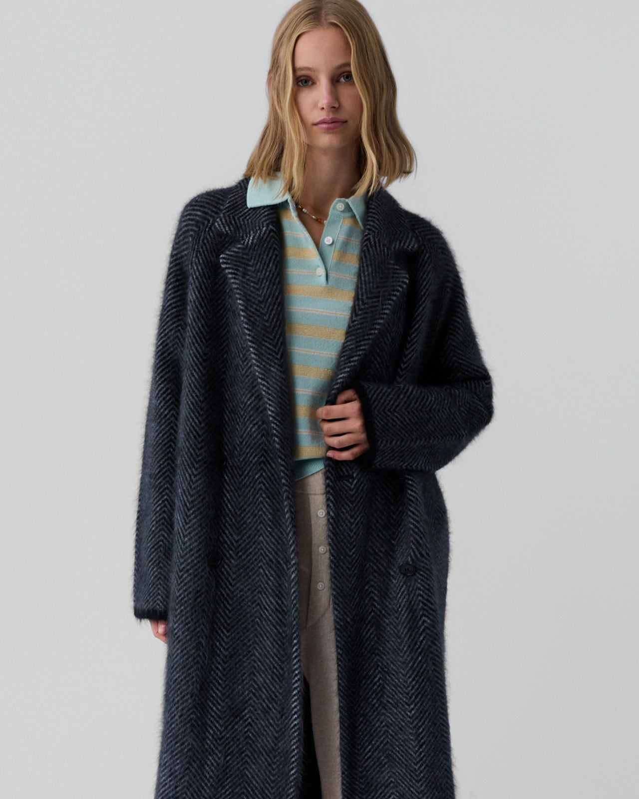 Grizzly Double Breasted Coat - Black/Heather Grey – Guest In Residence