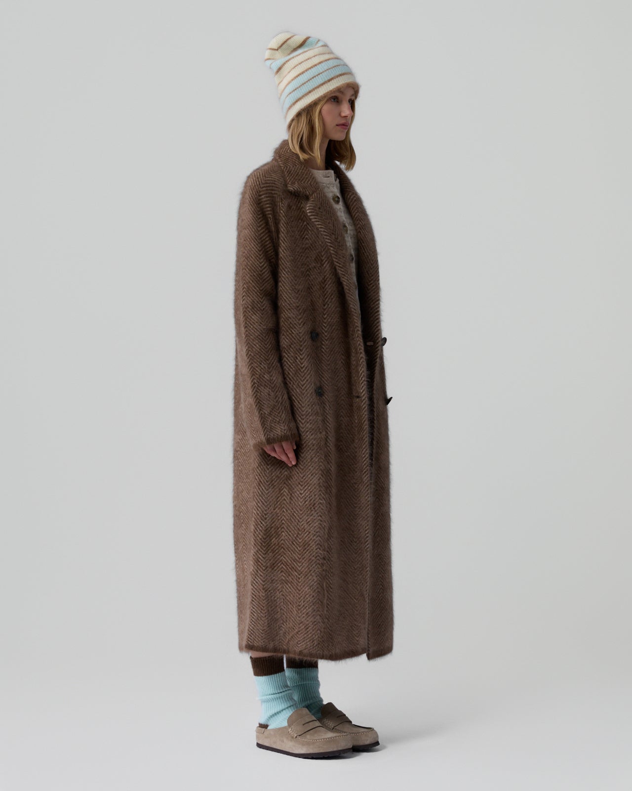 Grizzly Double Breasted Coat - Chestnut/Taupe