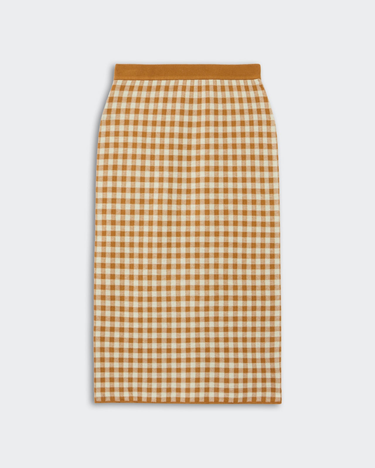 Gingham Long Skirt - Suede/Limewash