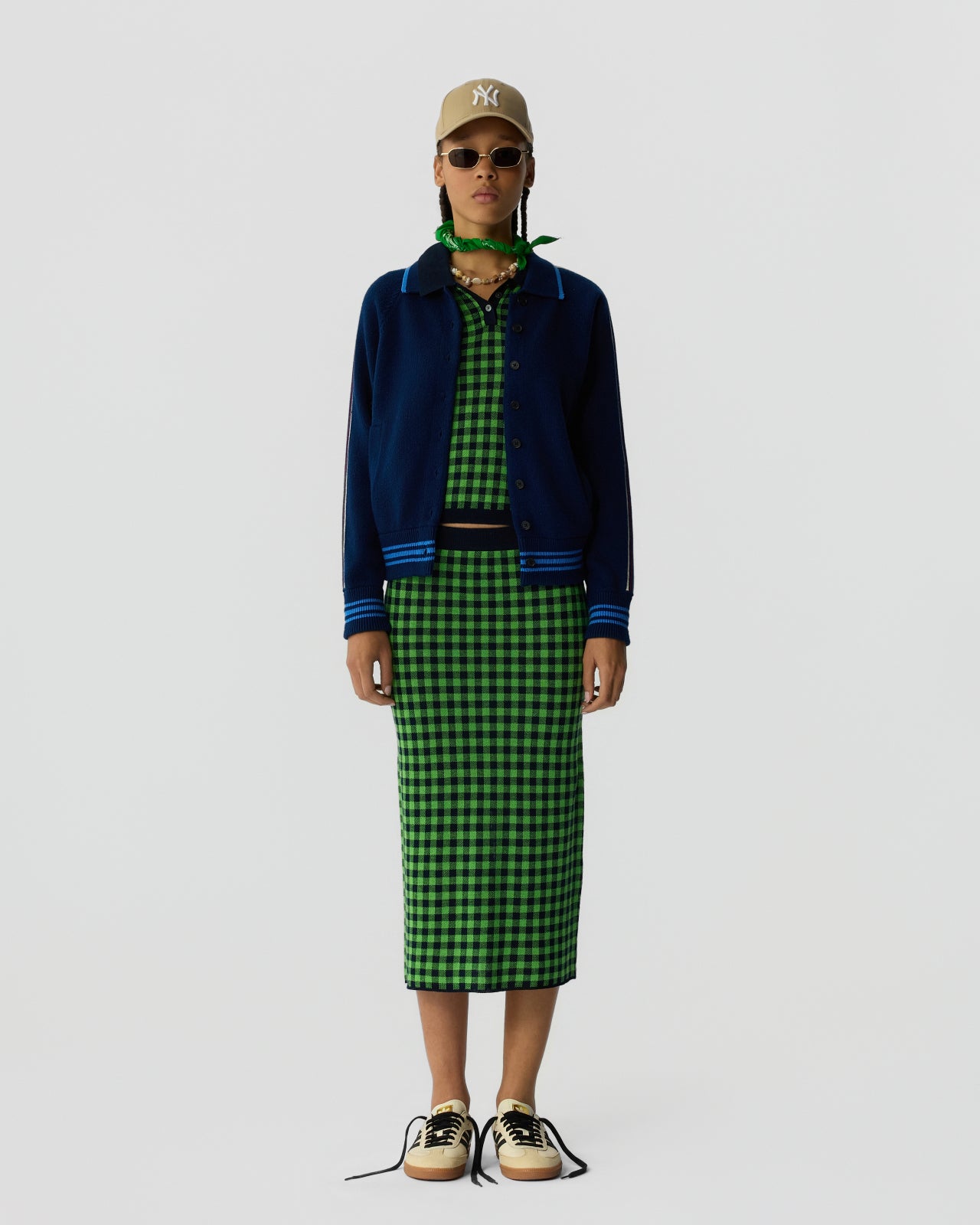 Gingham Long Skirt - Midnight/Match Point