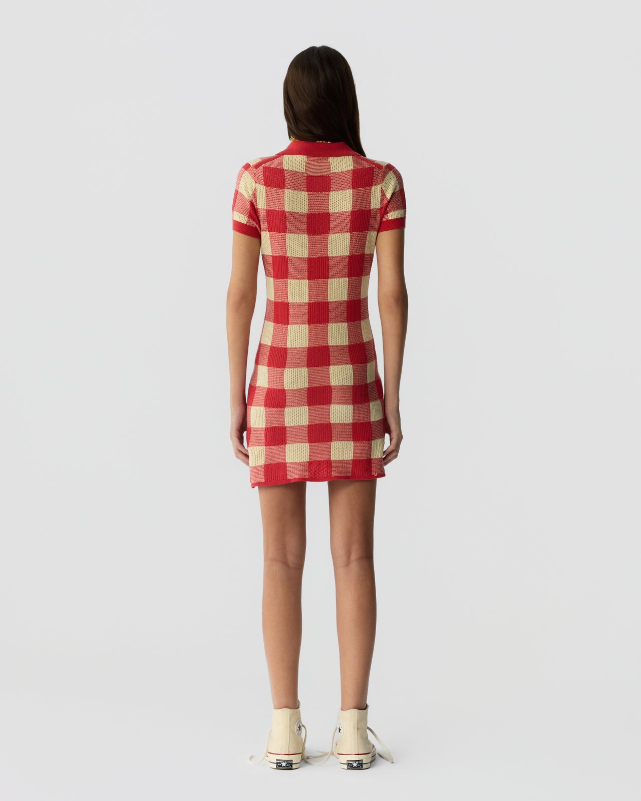 Gingham Polo Dress - Scarlet/Mist