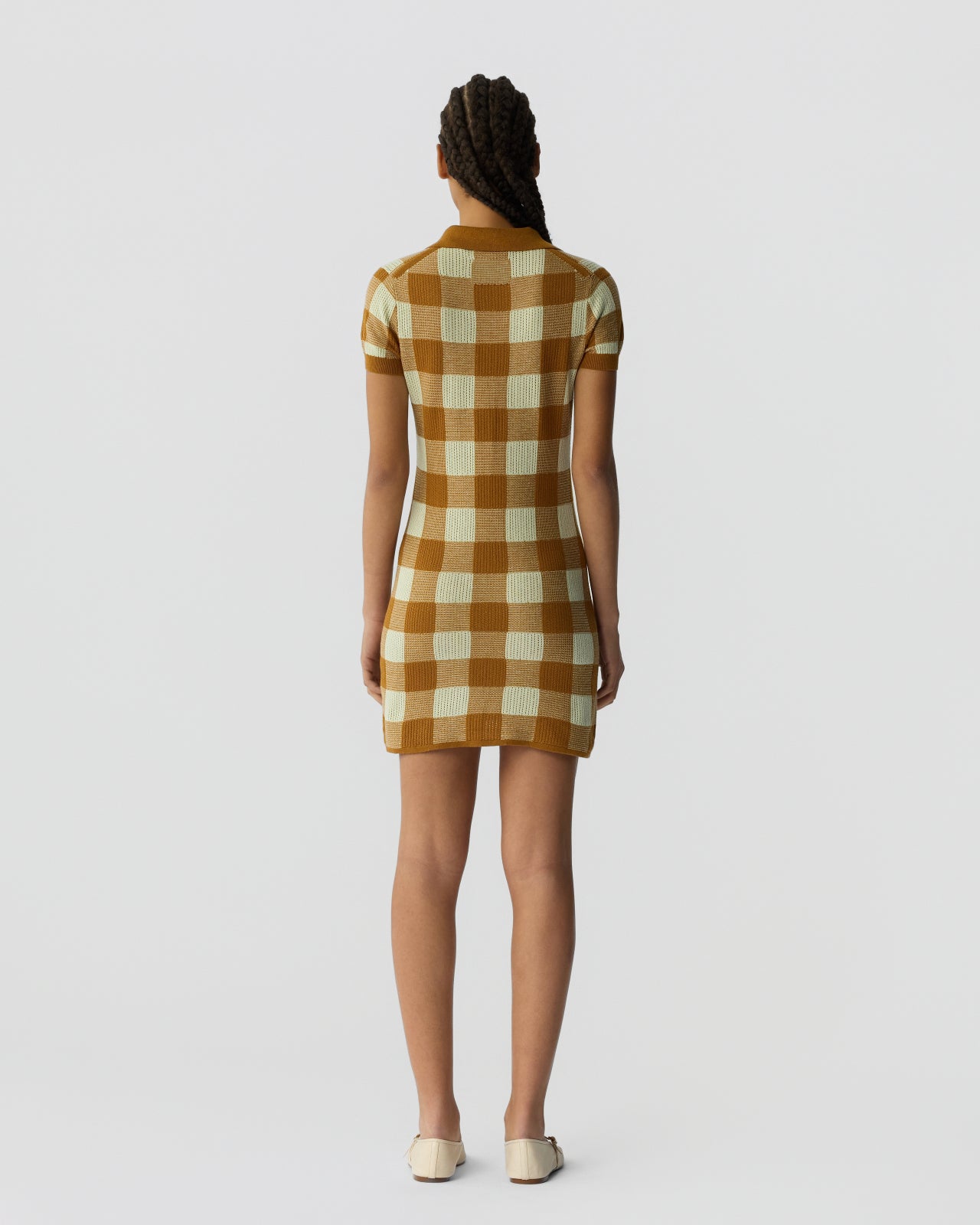 Gingham Polo Dress - Suede/Limewash